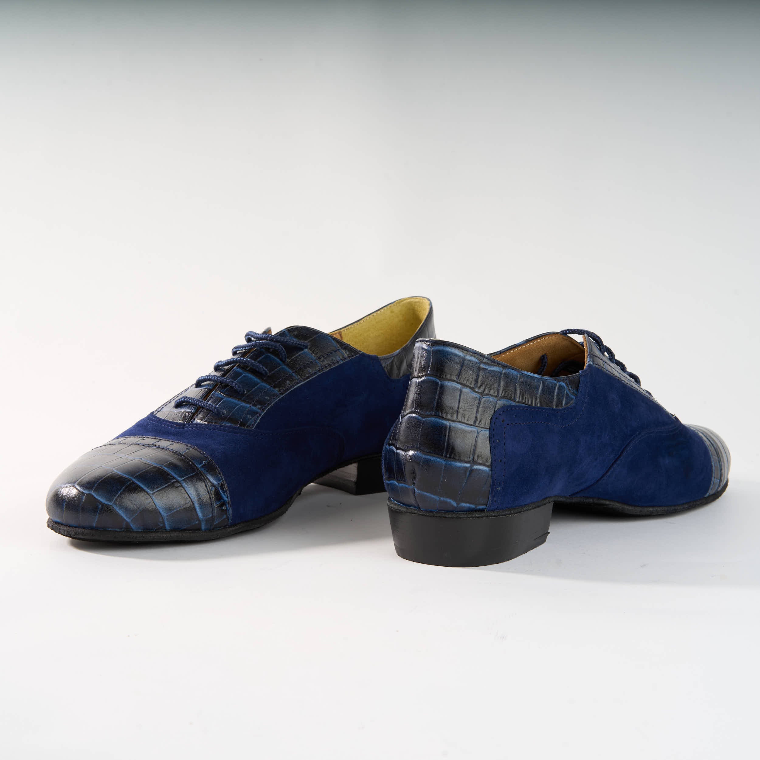 Blue Suede and Crocodile - Handmade Tango Shoe - Clasico 1058