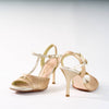 Gold Sparkle with Gold Leather - Handmade Tango Shoes - Dana 4092