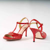 Snake Textured Cherry Red - Handmade Tango Shoes - Dana 4212