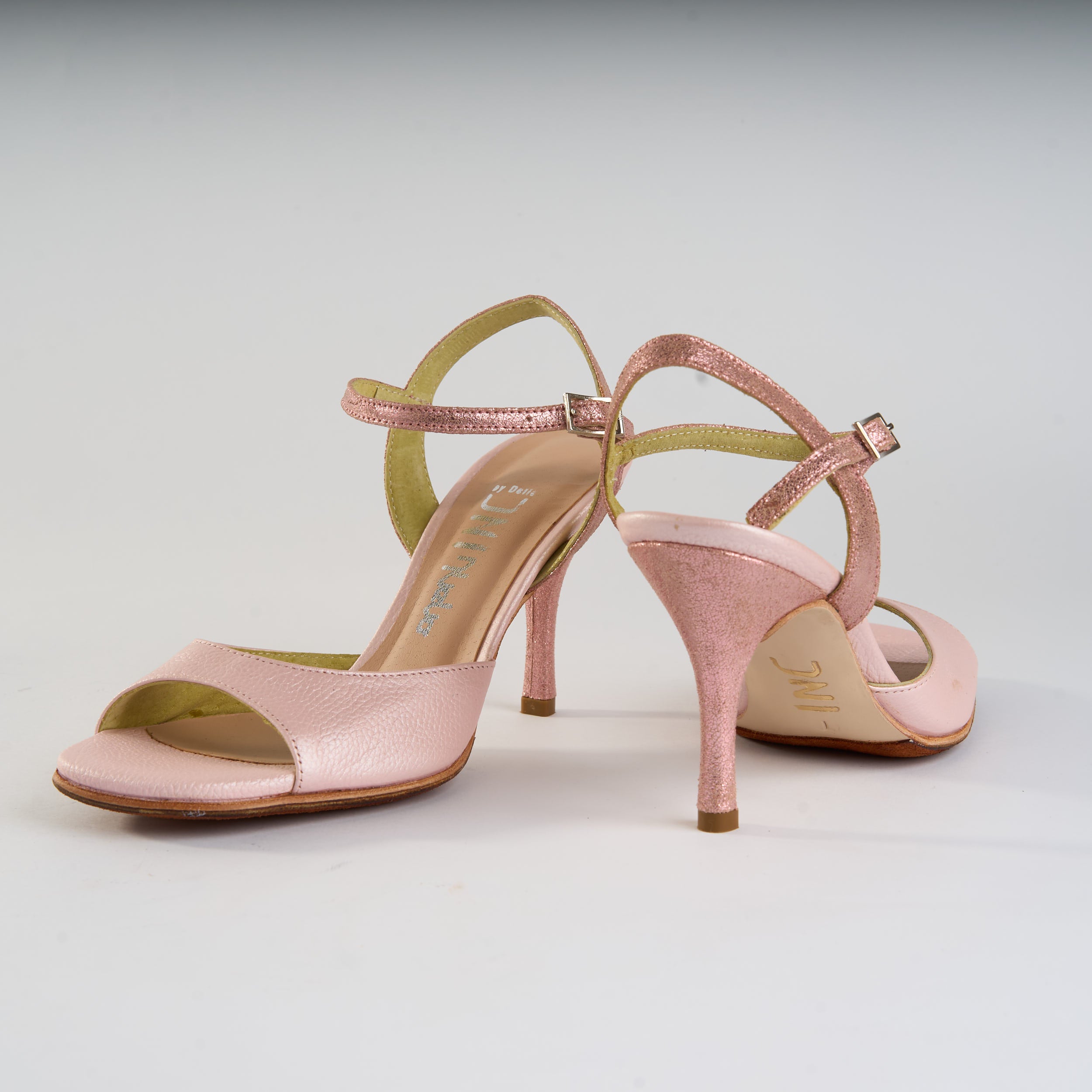 Soft Pink and Metallic Pink Accents - Handmade Tango Shoes - Ema 4842