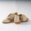 Cream and Tan Floral Leather - Handmade Shoes - Rock 3064