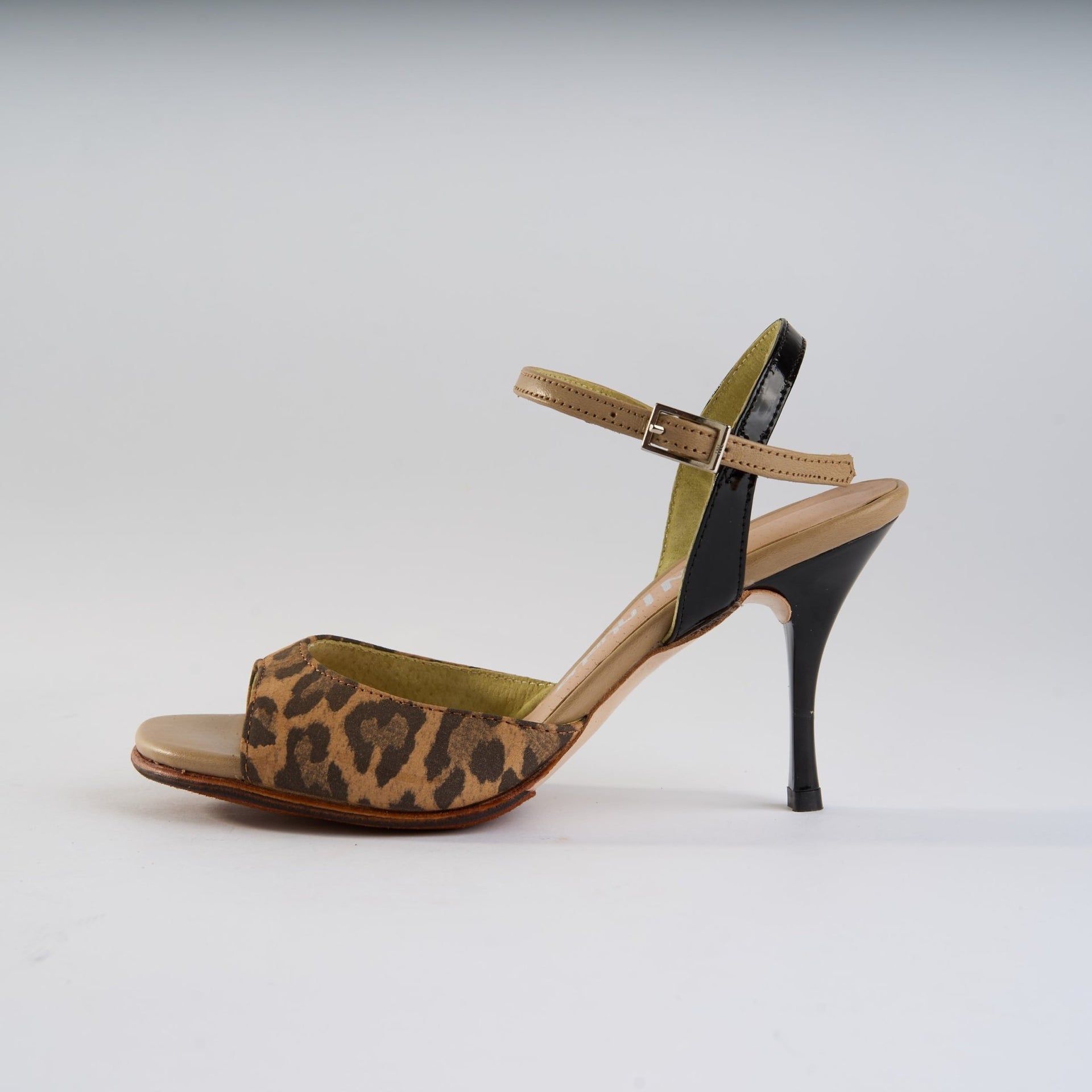 Animal Print and Black Leather Handmade Tango Shoes Ema