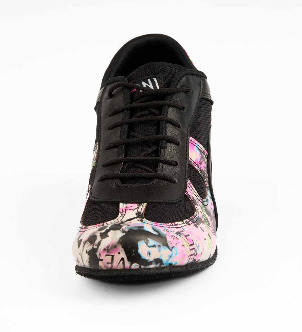 Artistic Leather & Mesh Tango Sneakers – Black & Pink – Rocio 8513 - DNI Tango Store