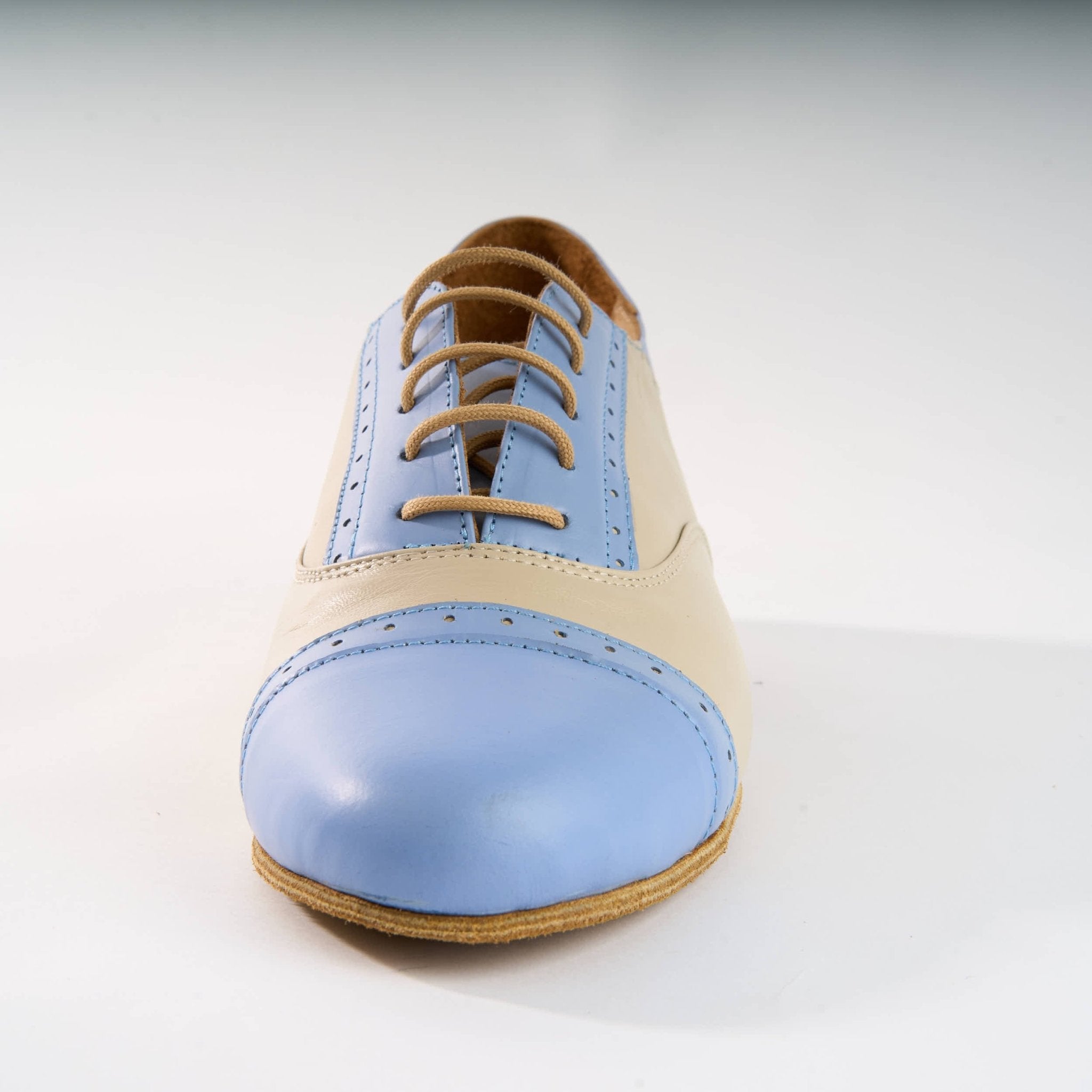 Baby Blue and Cream Premium Leather - Handmade Tango Shoe - Clasico 1075 - DNI Tango Store