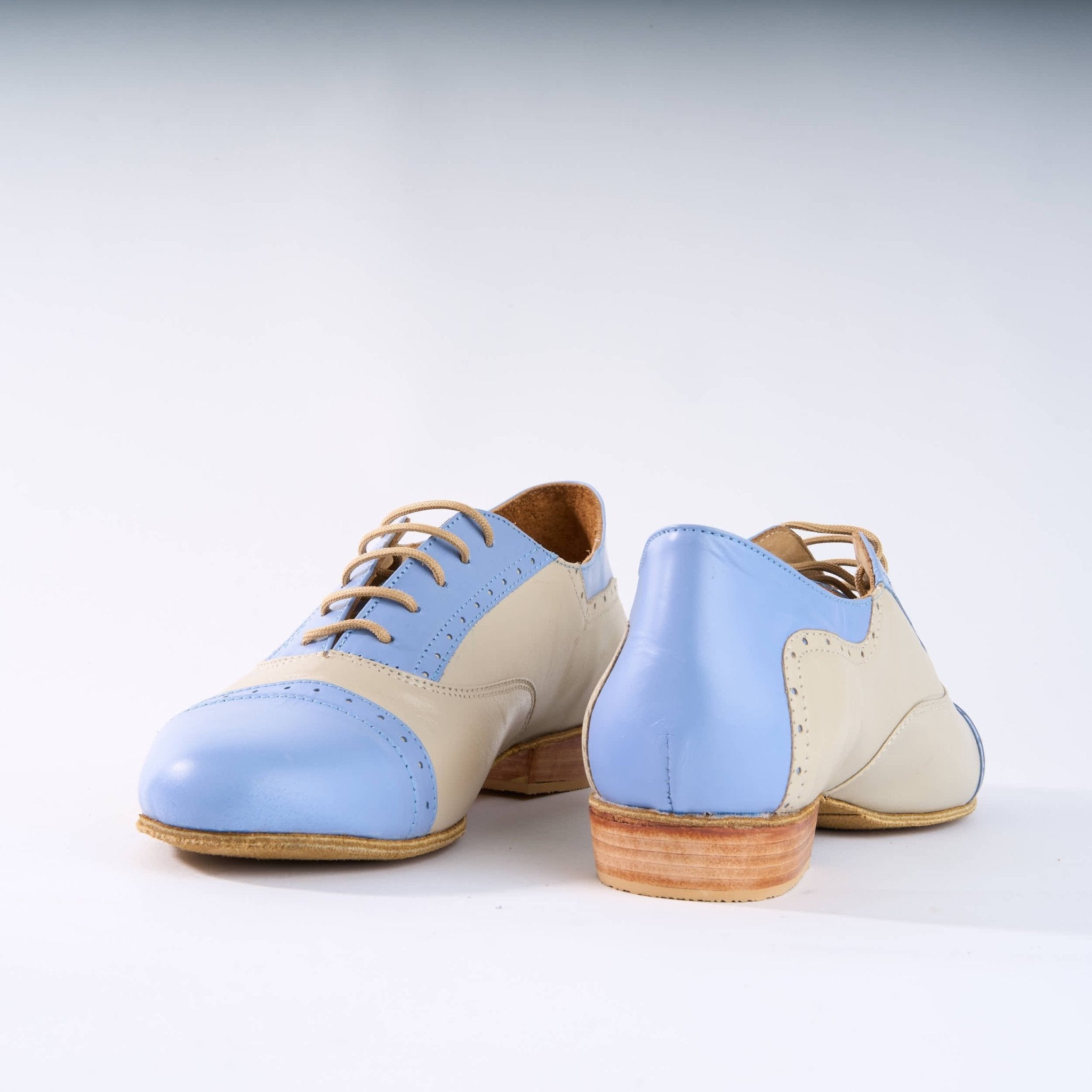 Baby Blue and Cream Premium Leather - Handmade Tango Shoe - Clasico 1075 - DNI Tango Store