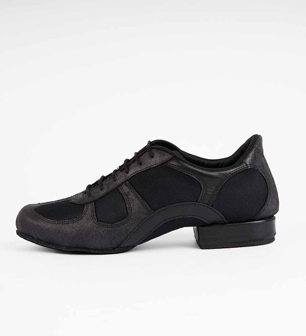 Black and Distressed Black Suede - Handmade Tango Trainers - Adonis 6501 - DNI Tango Store