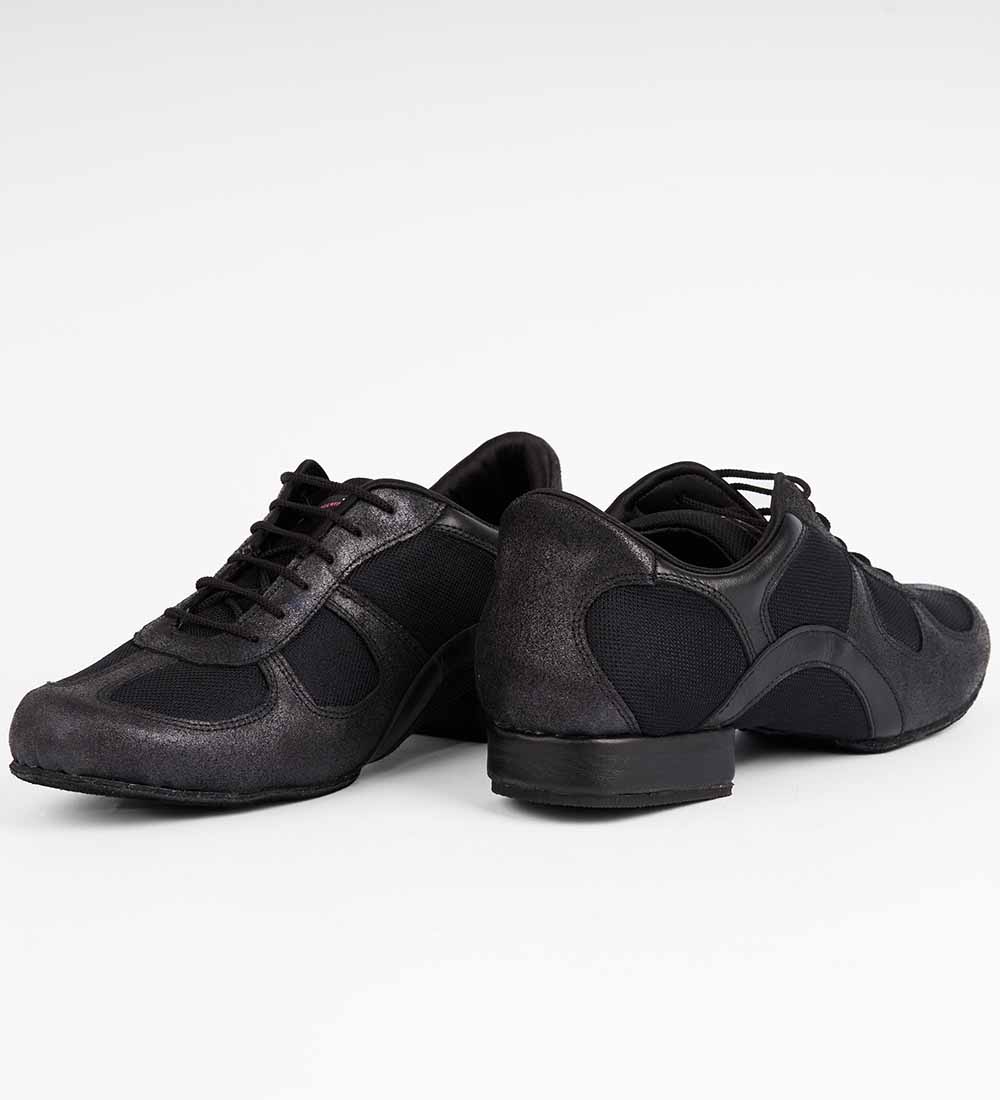 Black and Distressed Black Suede - Handmade Tango Trainers - Adonis 6501 - DNI Tango Store