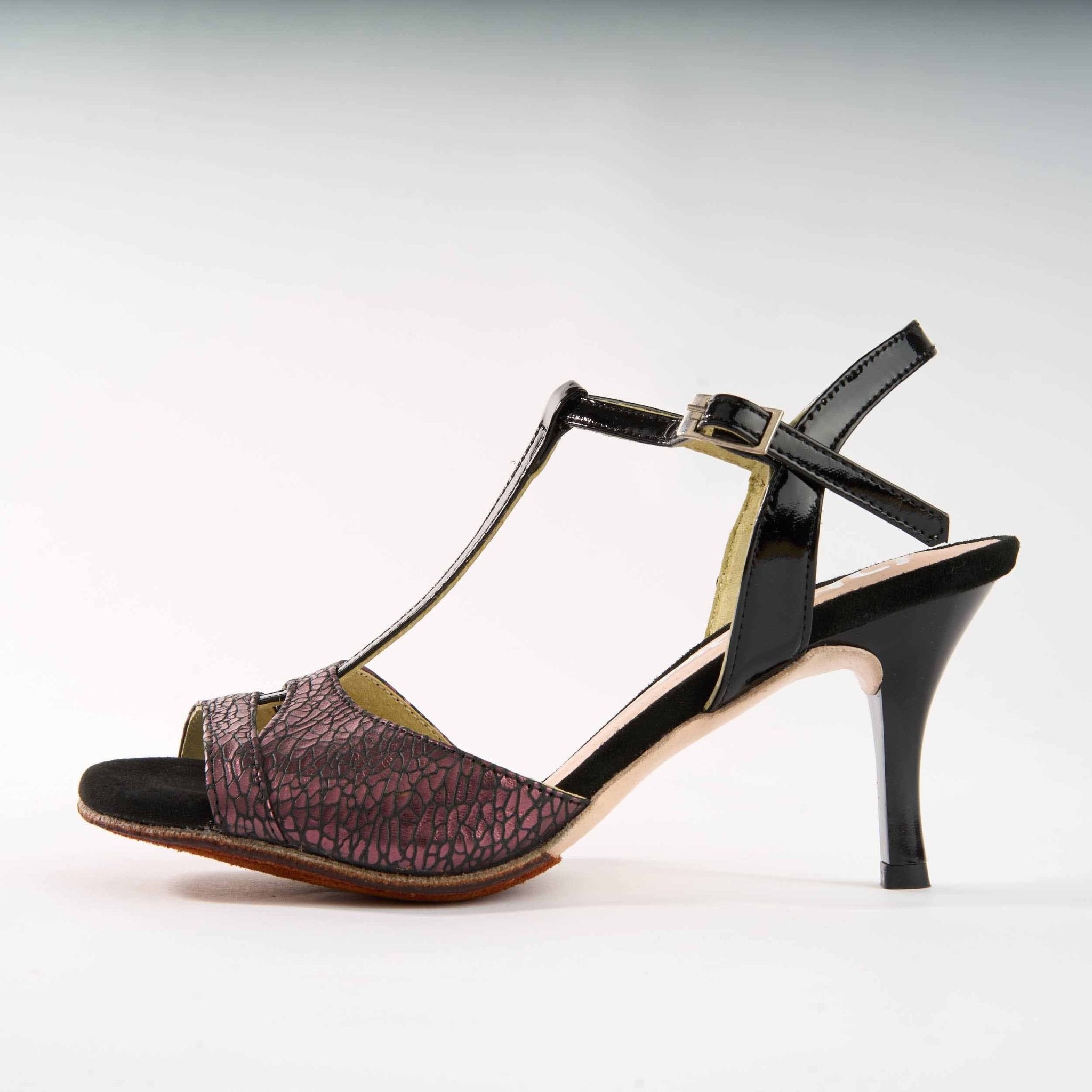 Black and Violet Textured Leather - Handmade Tango Shoe - Dana 4205 - DNI Tango Store