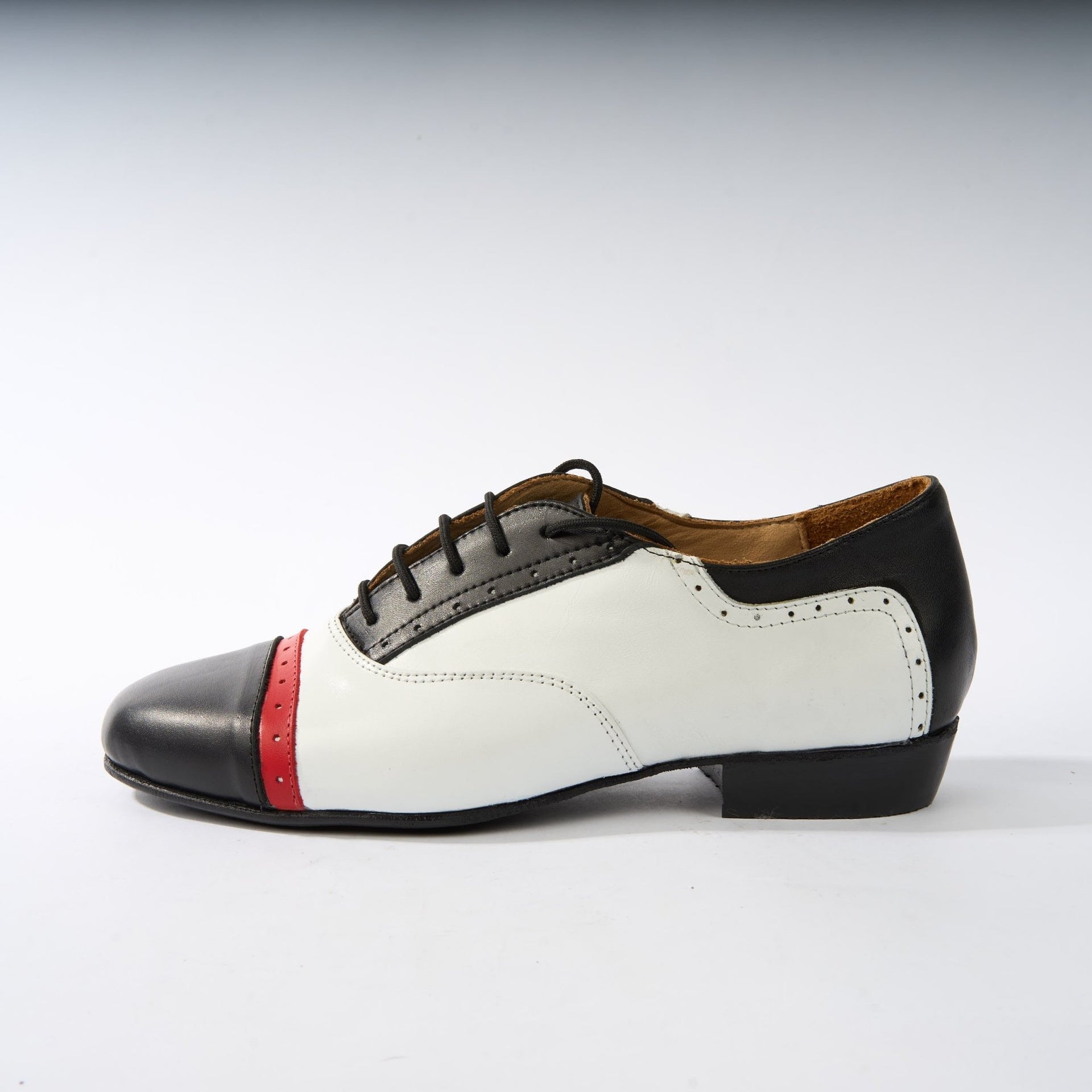 Black and White with Red Leather - Handmade Tango Shoe