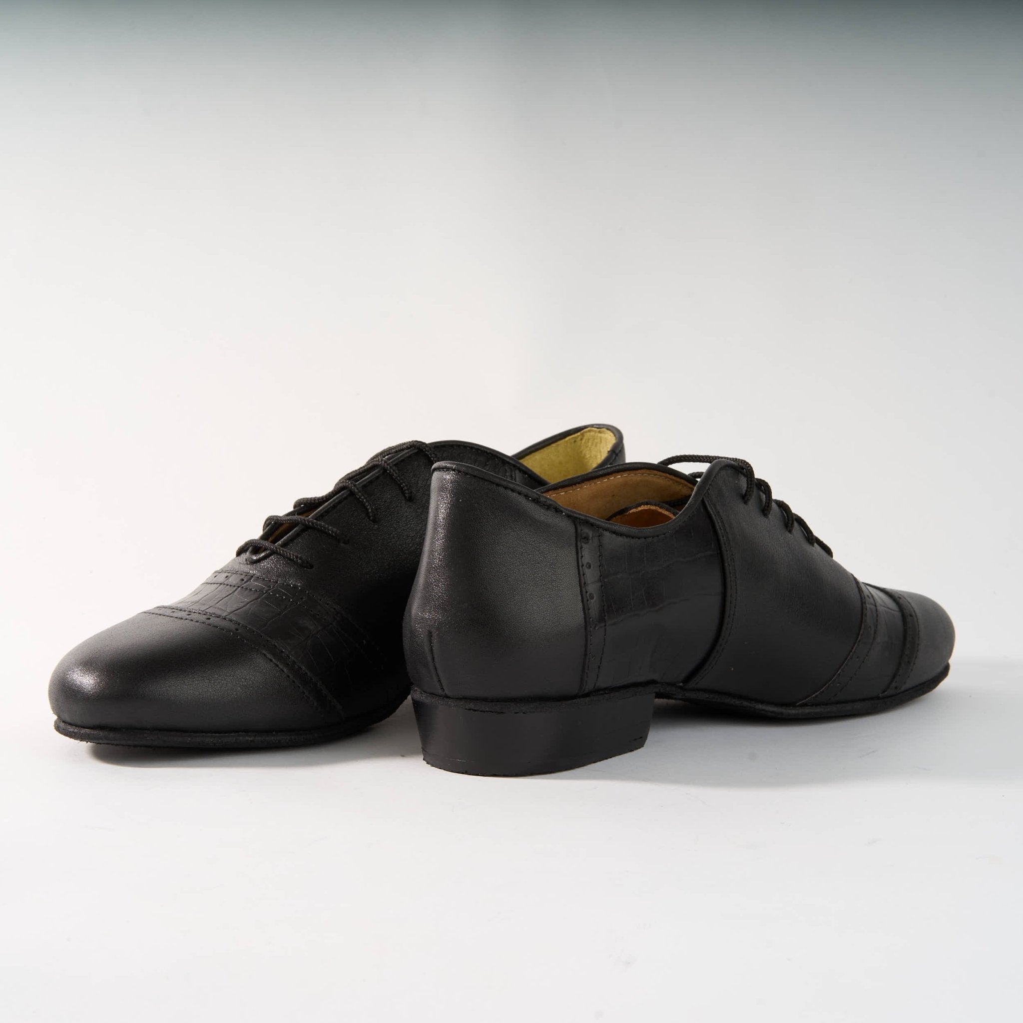 Black Crocodile Textured Leather - Handmade Shoes - Rock 3062 - DNI Tango Store