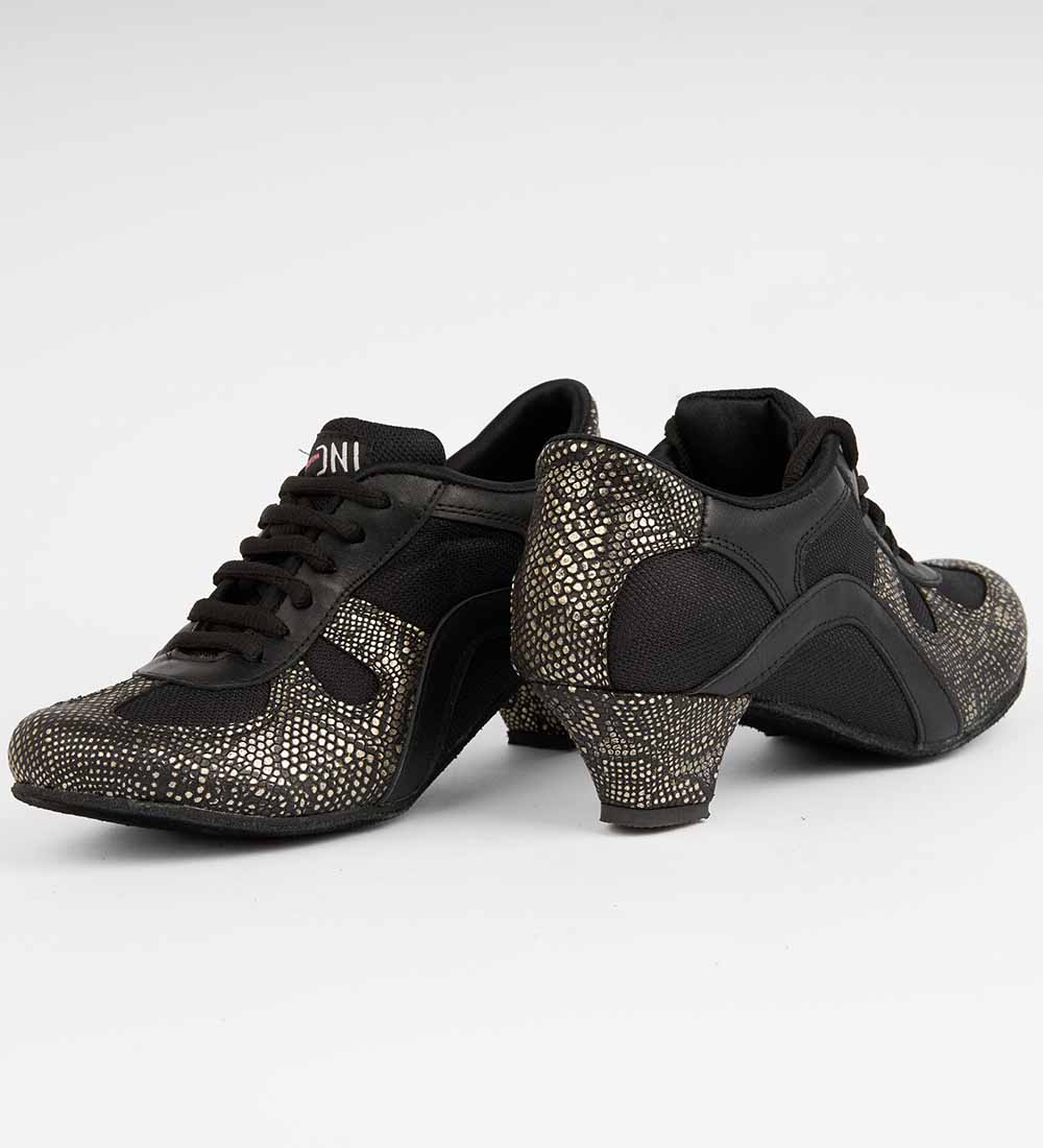 Black & Gold Reptile Tango Trainers – Genuine Leather – Rocio 8502 - DNI Tango Store