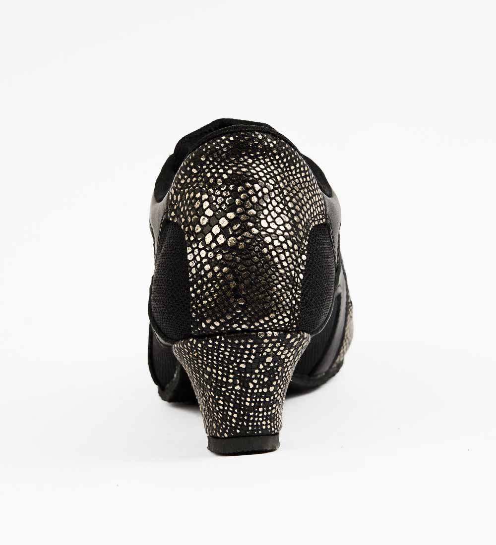 Black & Gold Reptile Tango Trainers – Genuine Leather – Rocio 8502 - DNI Tango Store