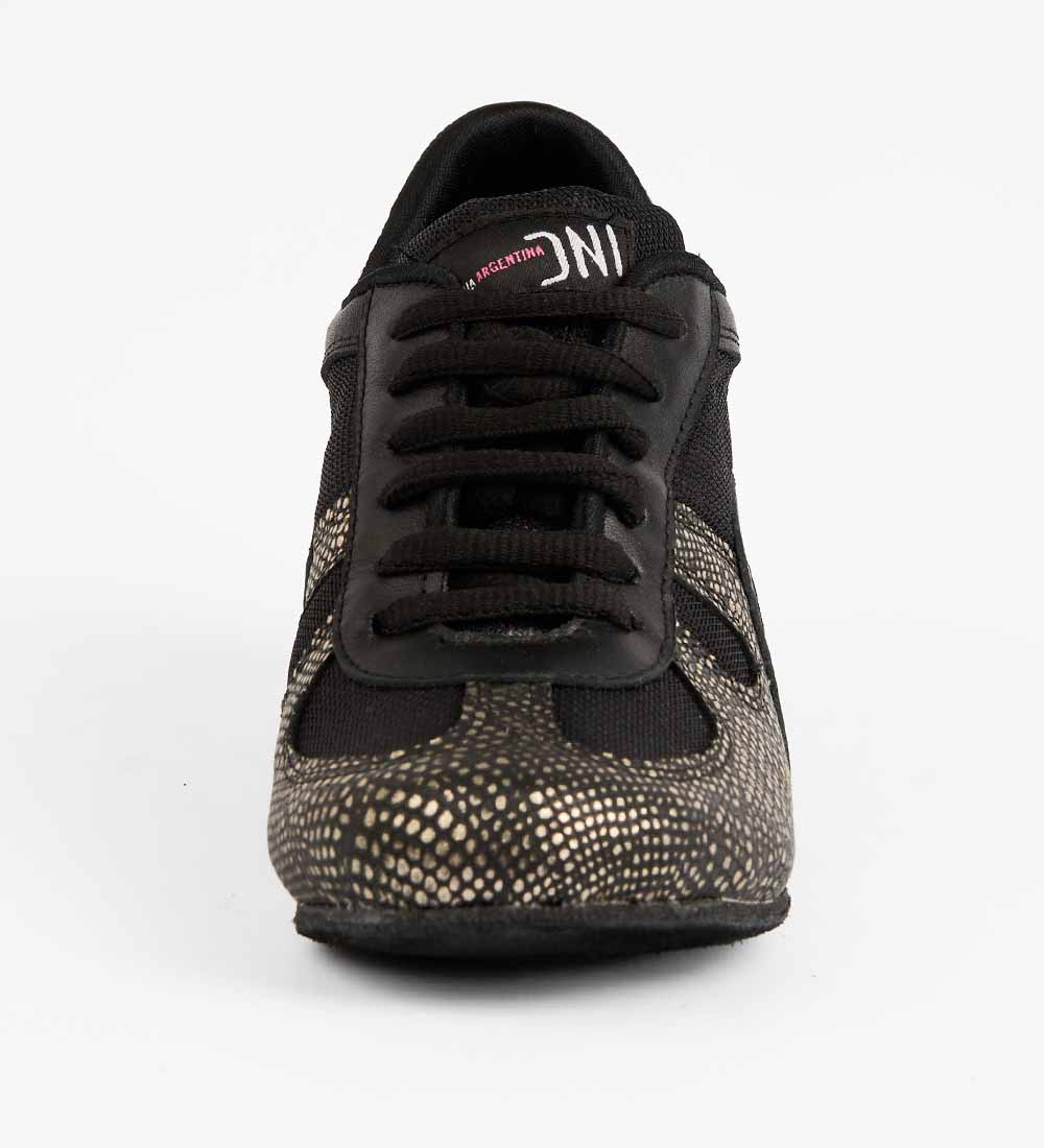 Black & Gold Reptile Tango Trainers – Genuine Leather – Rocio 8502 - DNI Tango Store