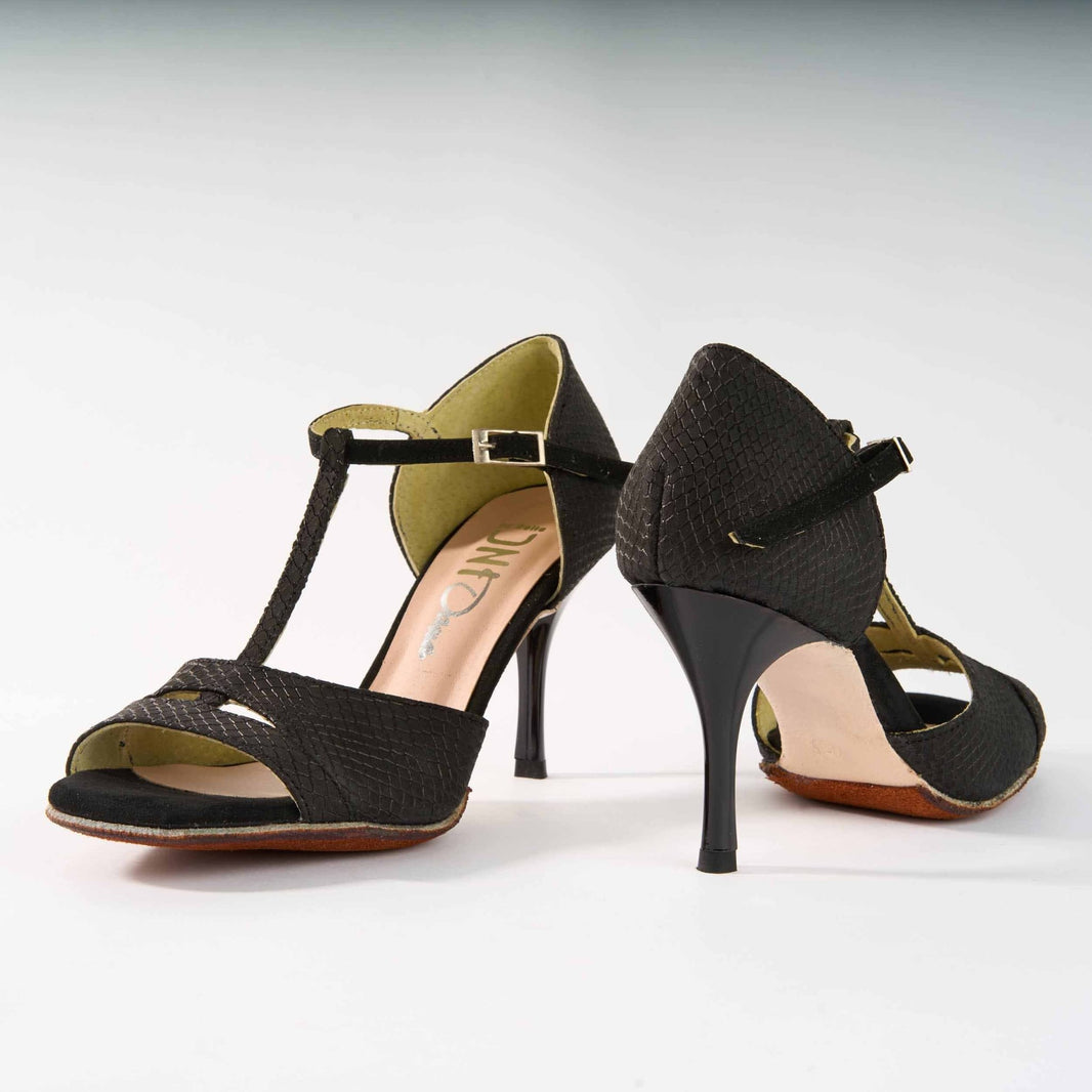 Black Snake Texture Geniune Leather - Handmade Tango Shoes - Dana 4201 - DNI Tango Store