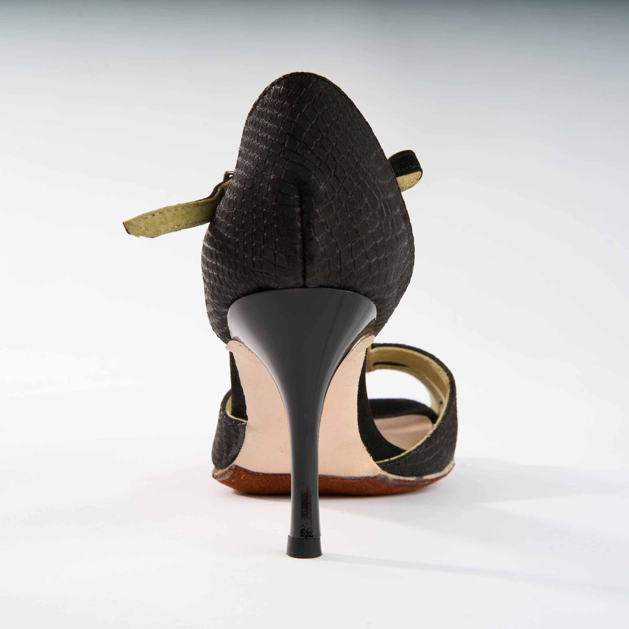 Black Snake Texture Geniune Leather - Handmade Tango Shoes - Dana 4201 - DNI Tango Store