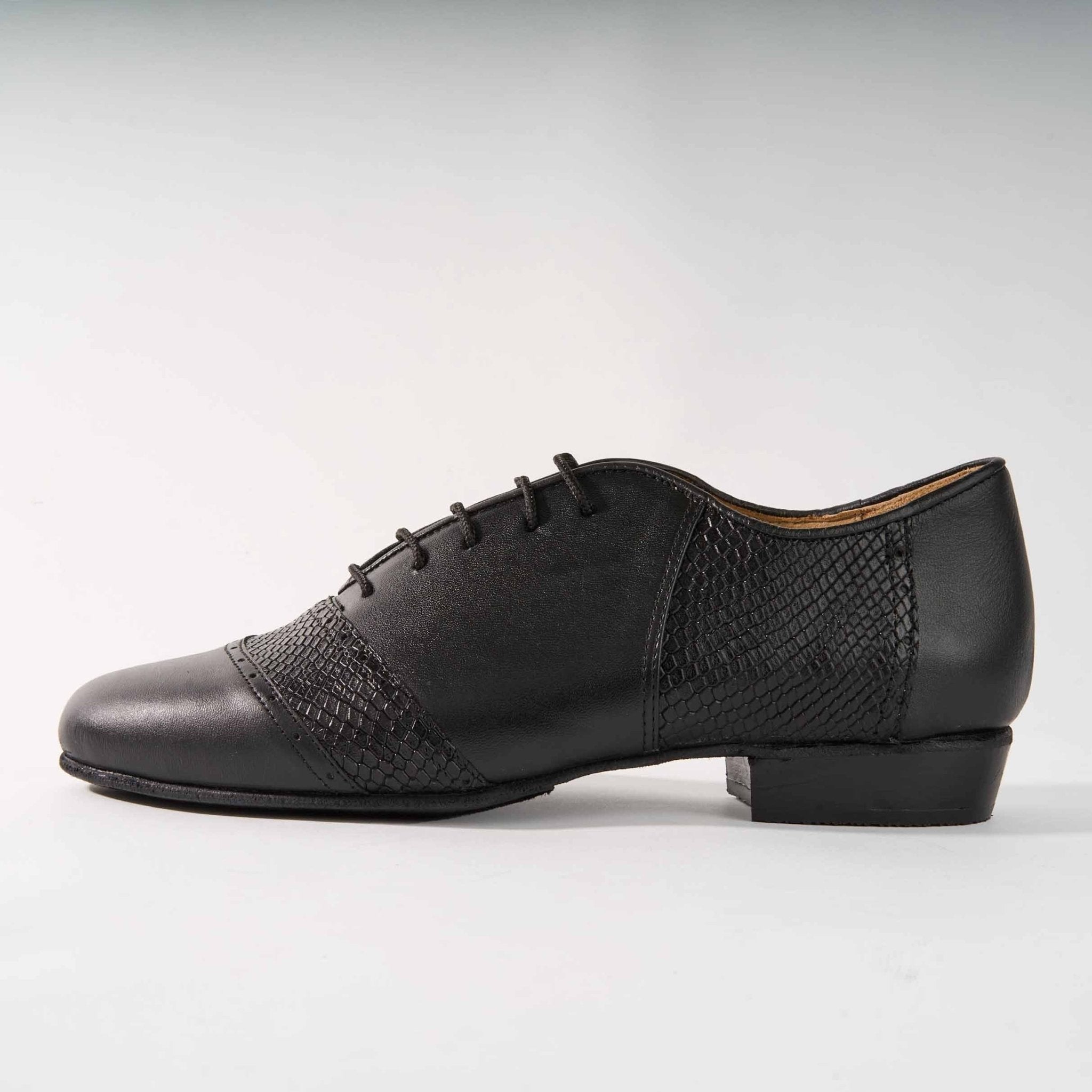 Black Snake Textured Leather - Handmade Shoes - Rock 3032 - DNI Tango Store