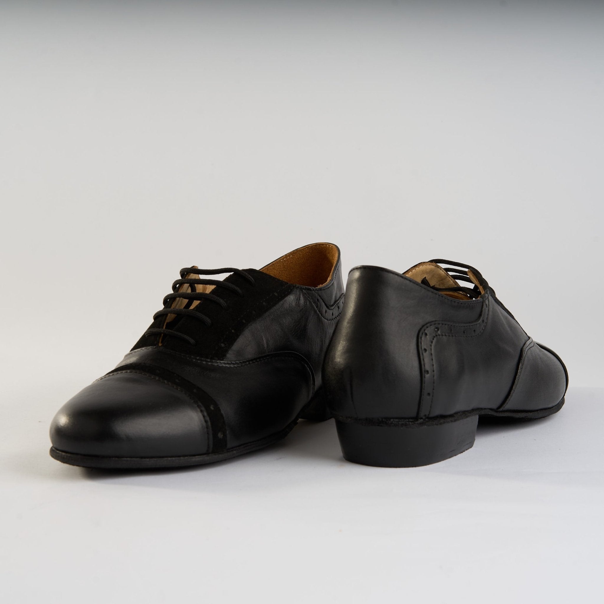 Black Suede and Black Leather - Handmade Tango Shoe - Clasico 1051 - DNI Tango Store