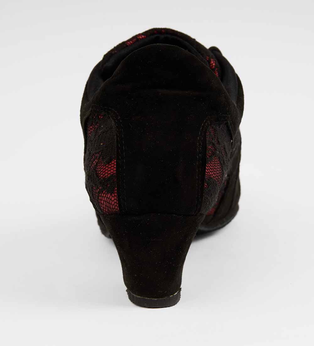Black Suede & Red Lace Tango Trainers – Handmade – Rocio 8519 - DNI Tango Store