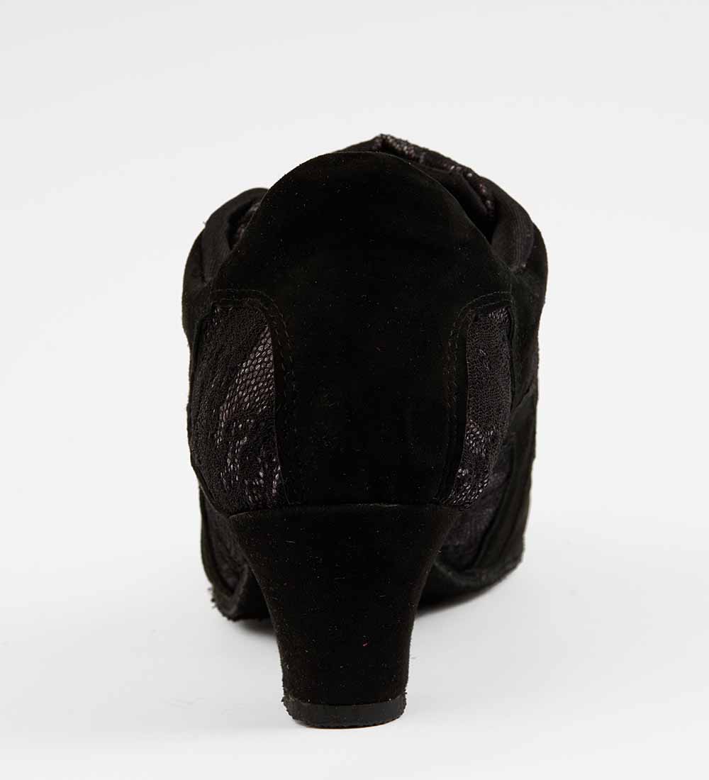 Black Suede & Sheer Lace Tango Shoes – Classic Elegance – Rocio 8520 - DNI Tango Store