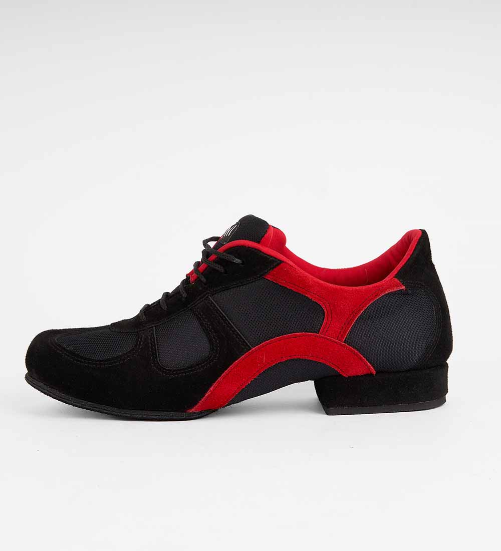 Bold Red & Black Contrast - Handmade Men's Tango Trainers - Adonis 6506 - DNI Tango Store