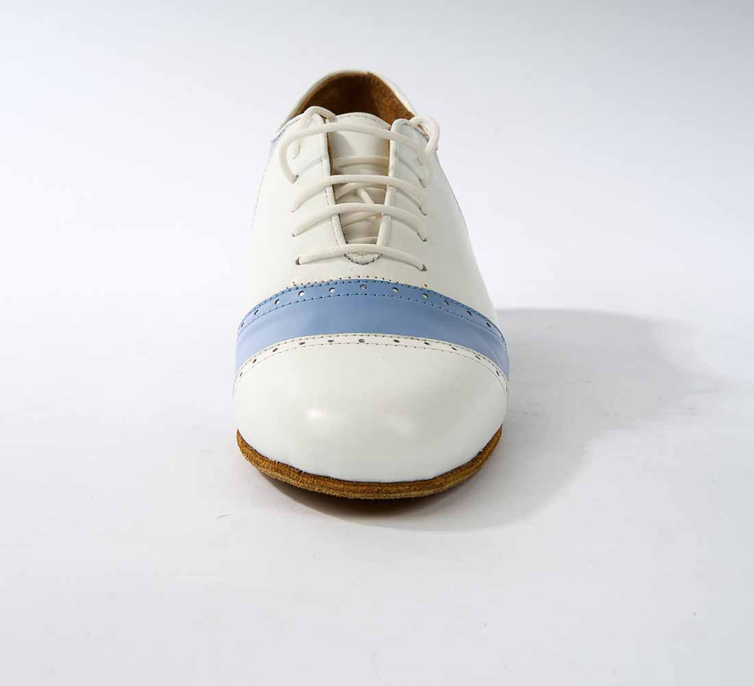 Bright White and Sky Blue Leather - Premium Tango Shoes - Rock 3077 - DNI Tango Store