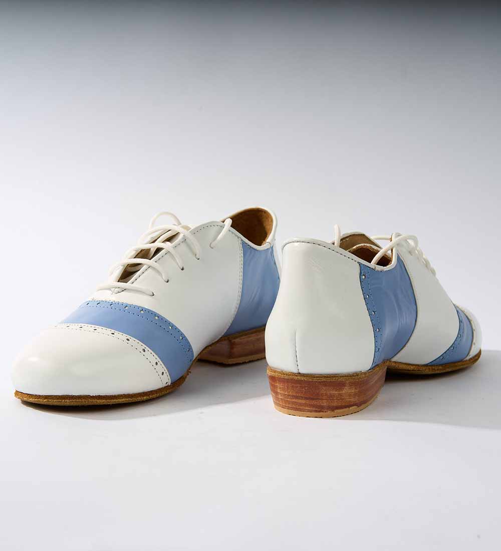 Bright White and Sky Blue Leather - Premium Tango Shoes - Rock 3077 - DNI Tango Store