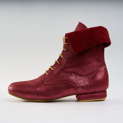 Burgundy Shimmer Leather - Handmade Tango Trainers - Solapa 9400 - DNI Tango Store