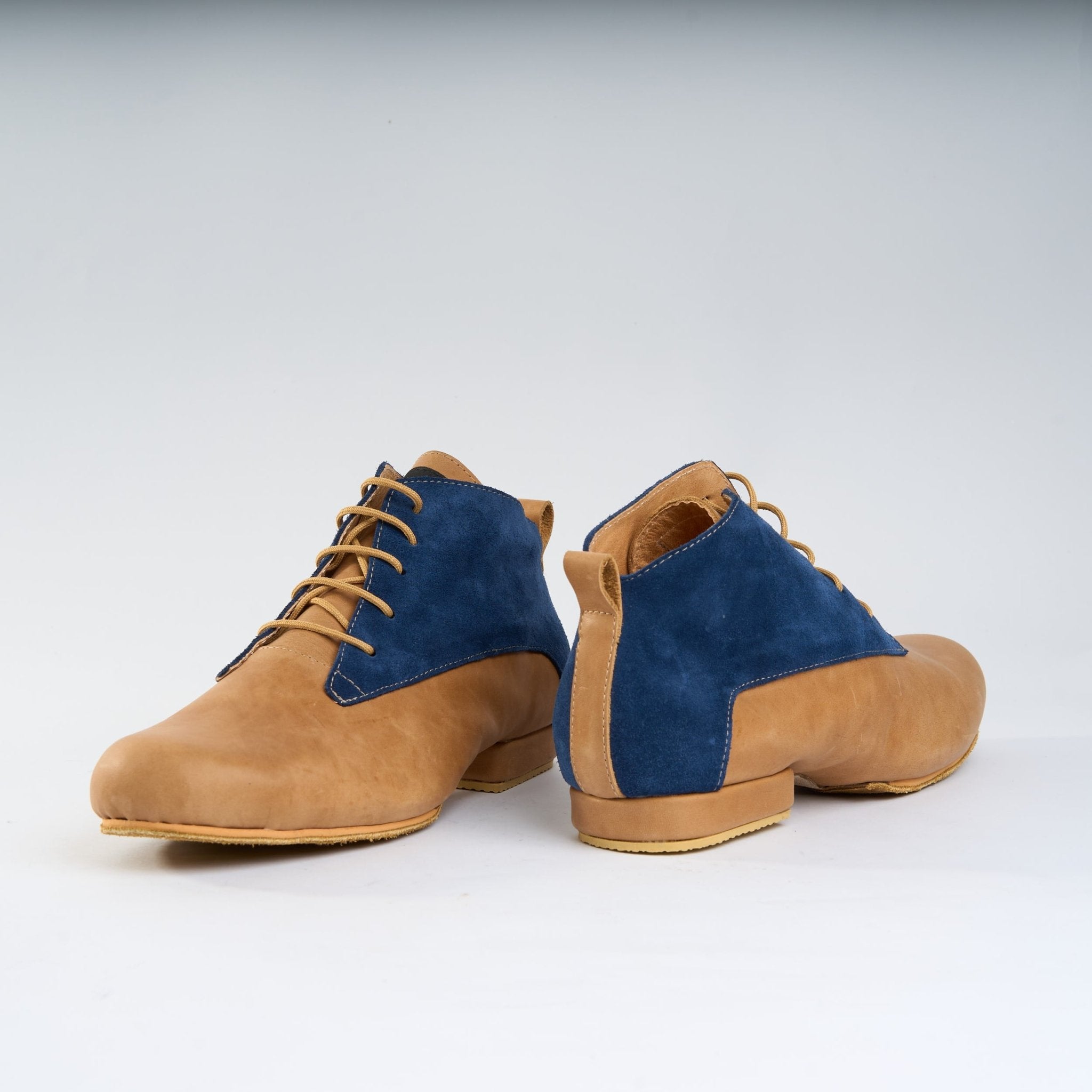 Caramel with Navy Suede - Handmade Tango Trainers - Gonzalo 9516 - DNI Tango Store