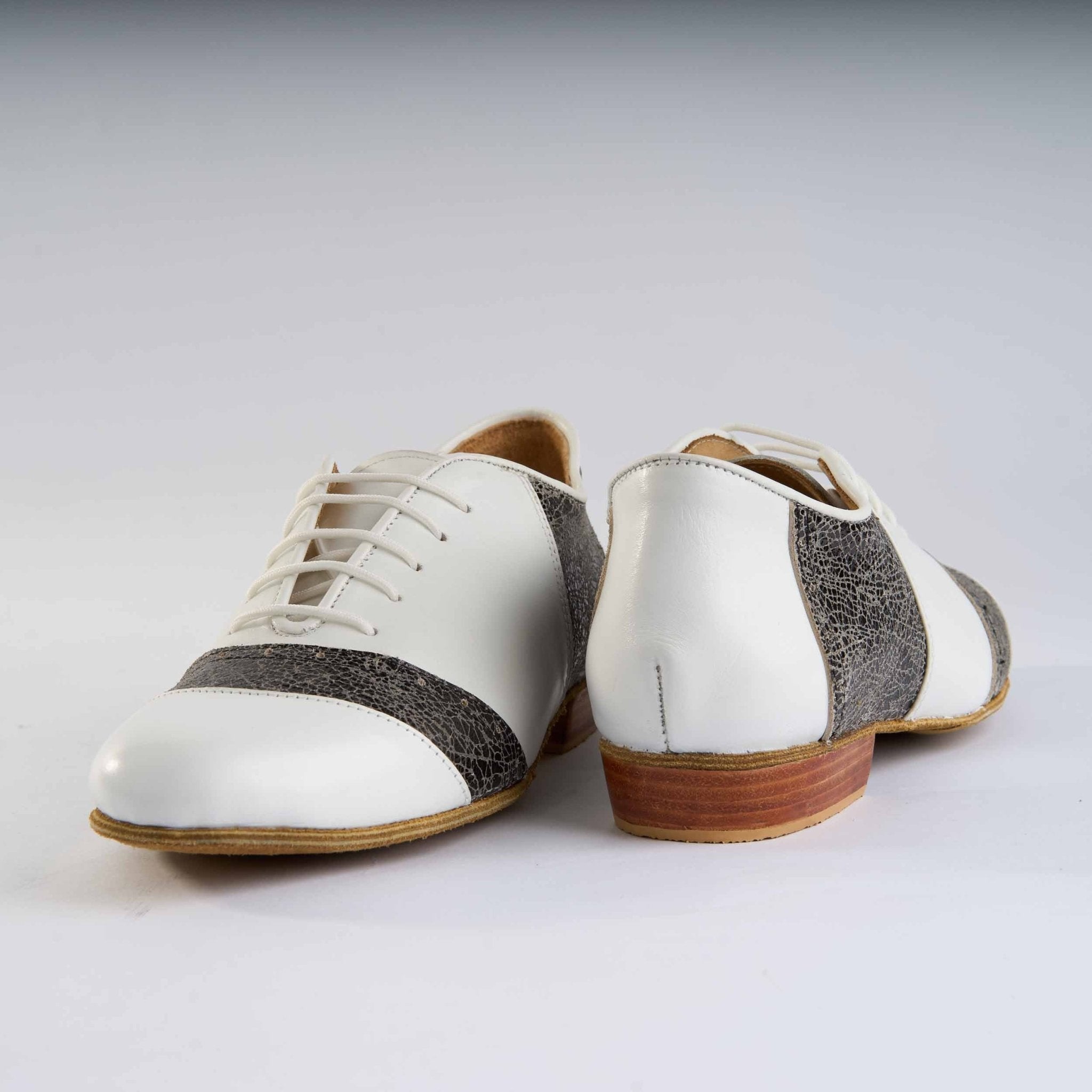 Classic White and Grey Leather - Handmade Tango Shoes - Rock 3072 - DNI Tango Store