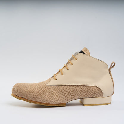 Cream and Beige Textured Leather - Handmade Tango Trainers - Gonzalo 9522 - DNI Tango Store