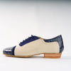 Cream and Blue Crocodile Premium Leather - Handmade Tango Shoe - Clasico 1071 - DNI Tango Store