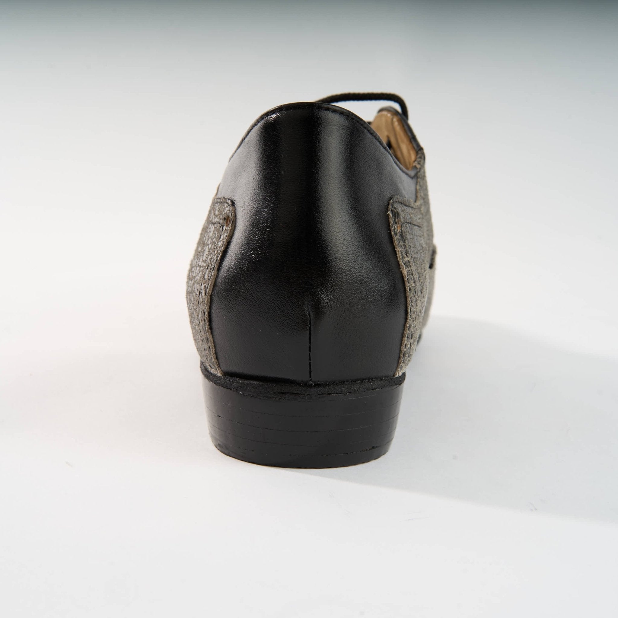 Distressed Black Leather - Handmade Tango Shoe - Clasico - 1070 - DNI Tango Store