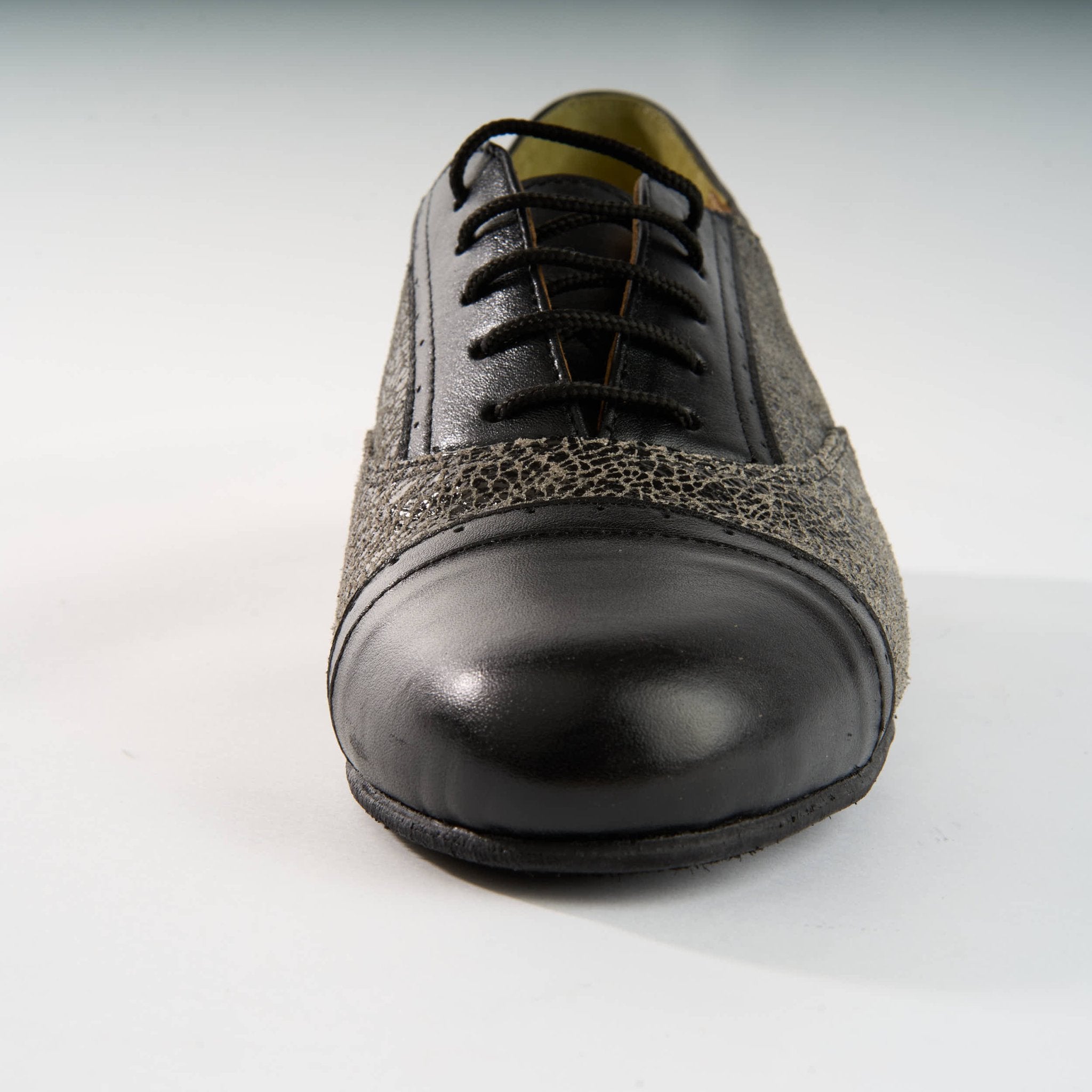 Distressed Black Leather - Handmade Tango Shoe - Clasico - 1070 - DNI Tango Store