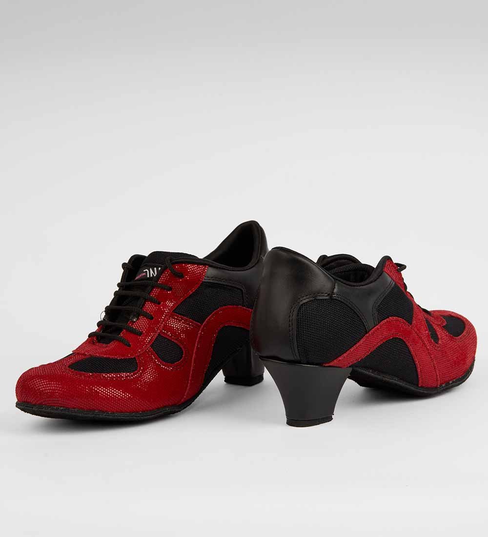 Elegant Black & Crimson Tango Shoes – Handmade – Rocio 8526 - DNI Tango Store