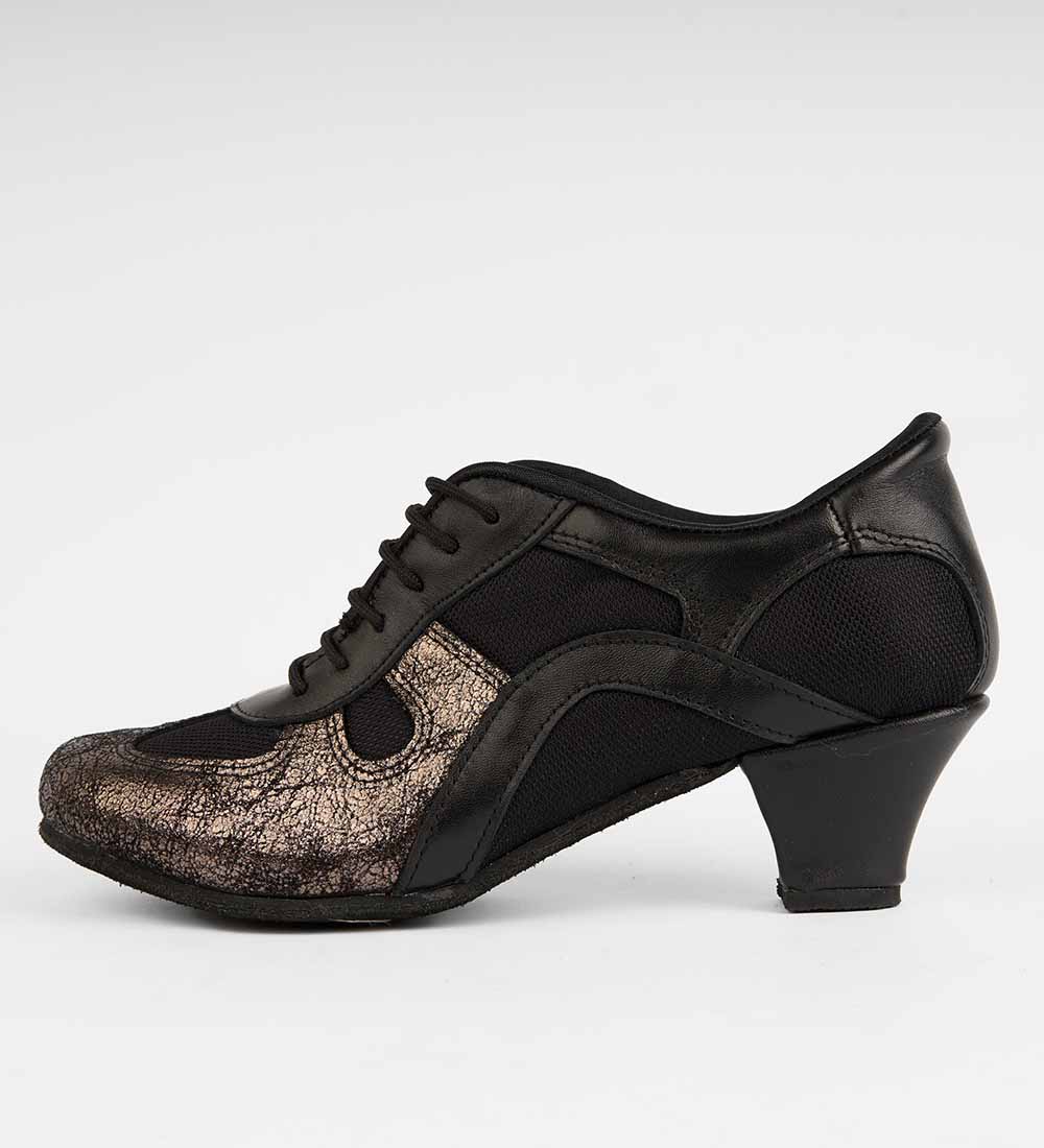 Elegant Black & Glitter Tango Shoes – Patent & Mesh – Rocio 8533 - DNI Tango Store