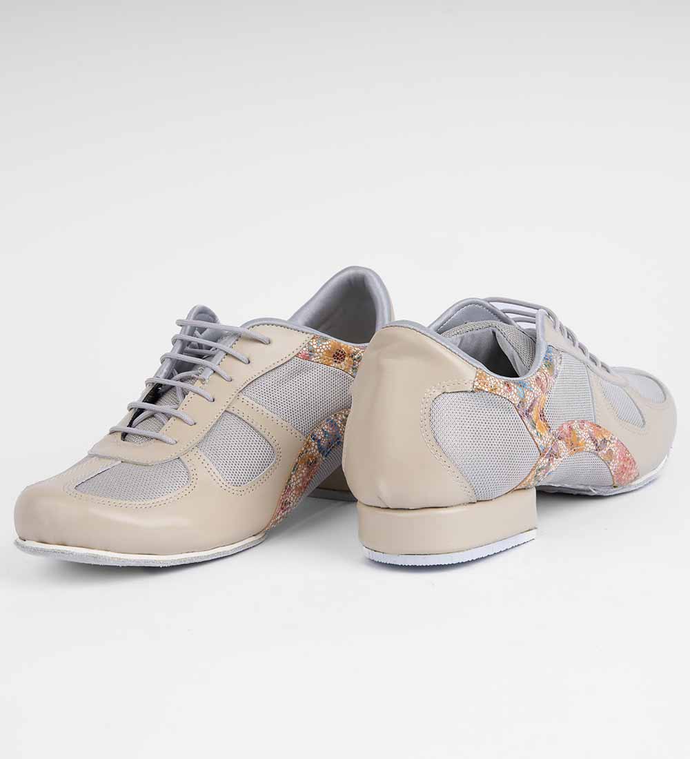 Elegant Ivory & Floral Leather - Men's Tango Trainers - Adonis 6522 - DNI Tango Store