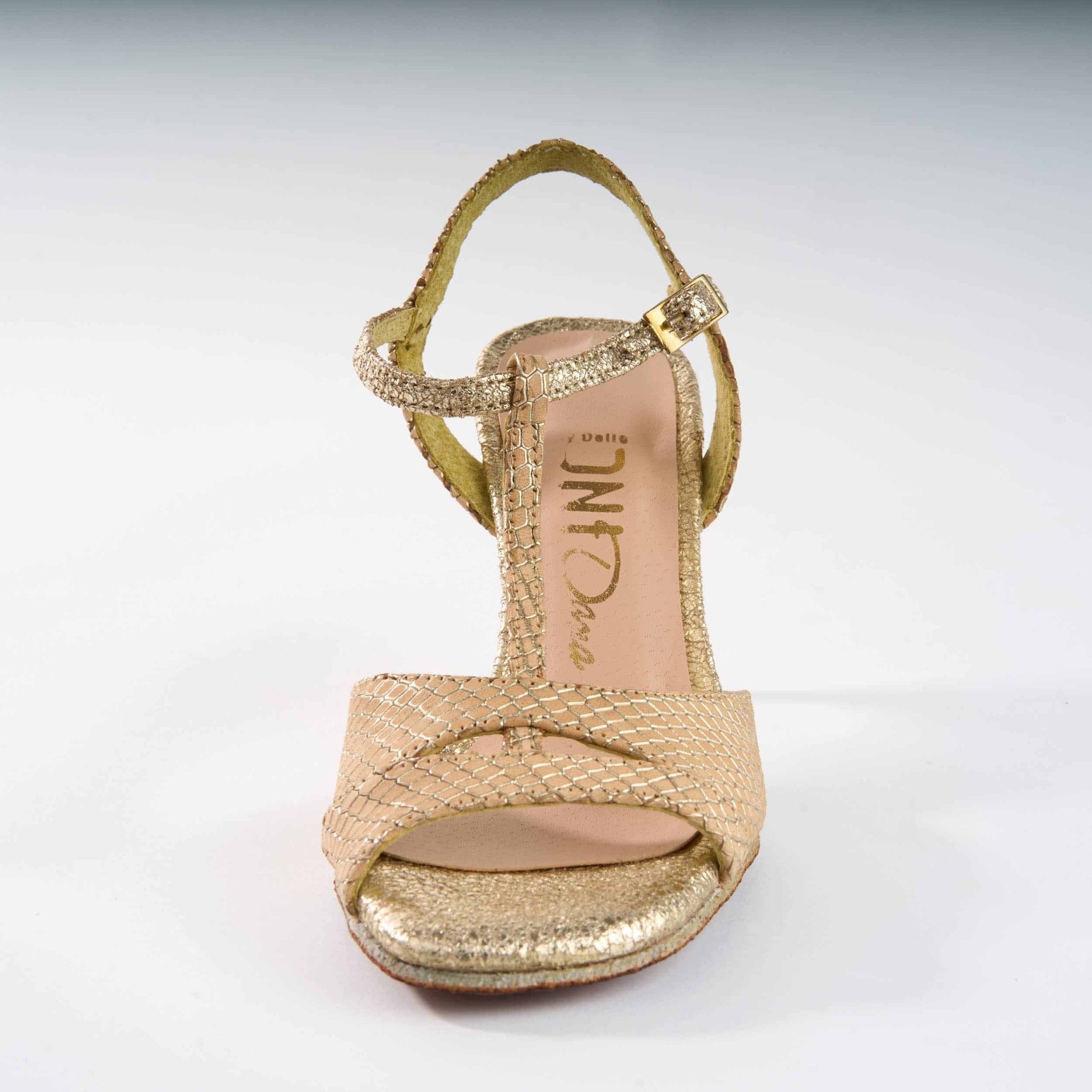 Gold Snake Texture Genuine Leather - Handmade Tango Shoe - Dana 4204 - DNI Tango Store