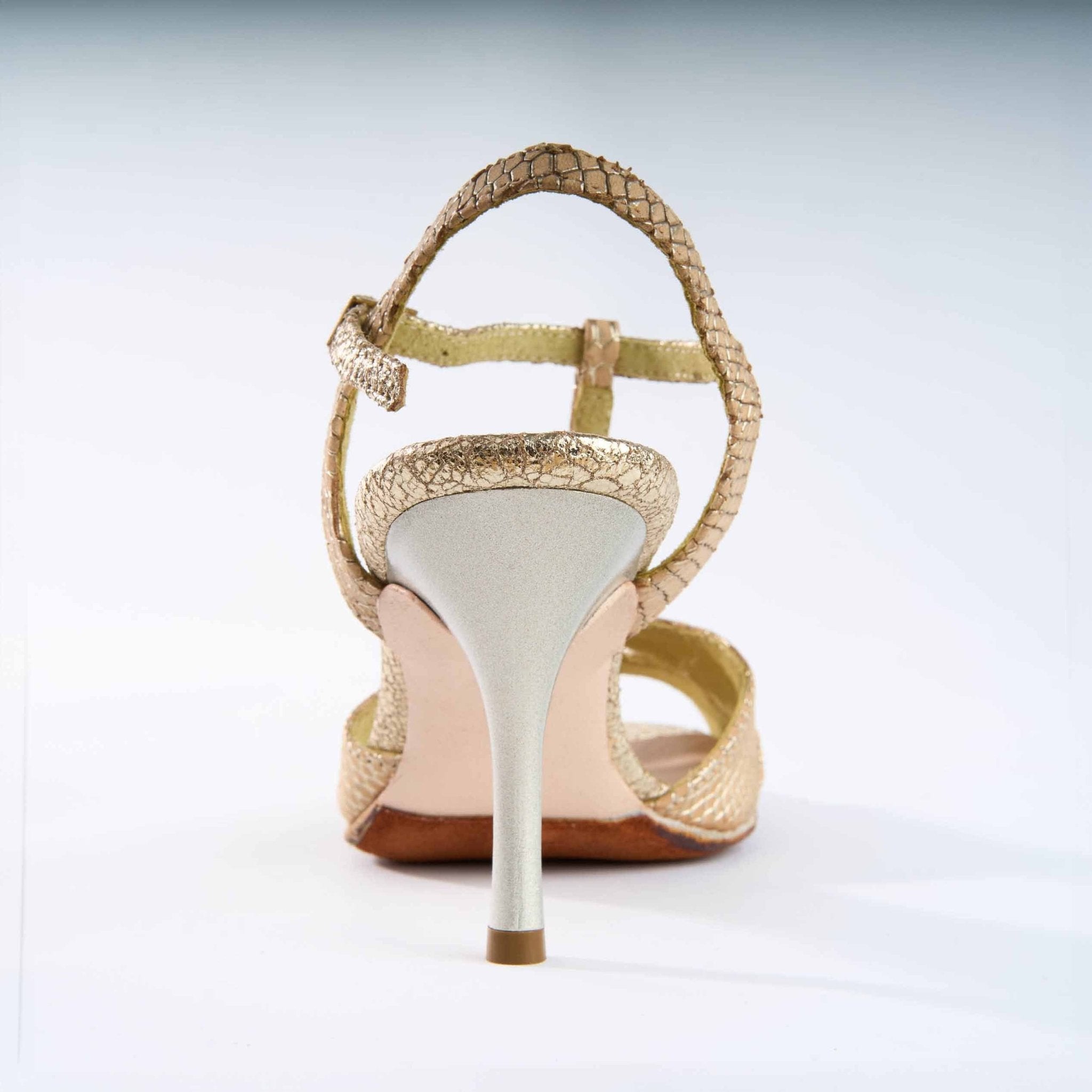 Gold Snake Texture Genuine Leather - Handmade Tango Shoe - Dana 4204 - DNI Tango Store