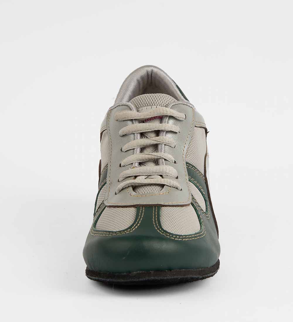 Green & Gray Leather Tango Trainers – Breathable Mesh – Rocio 8524 - DNI Tango Store