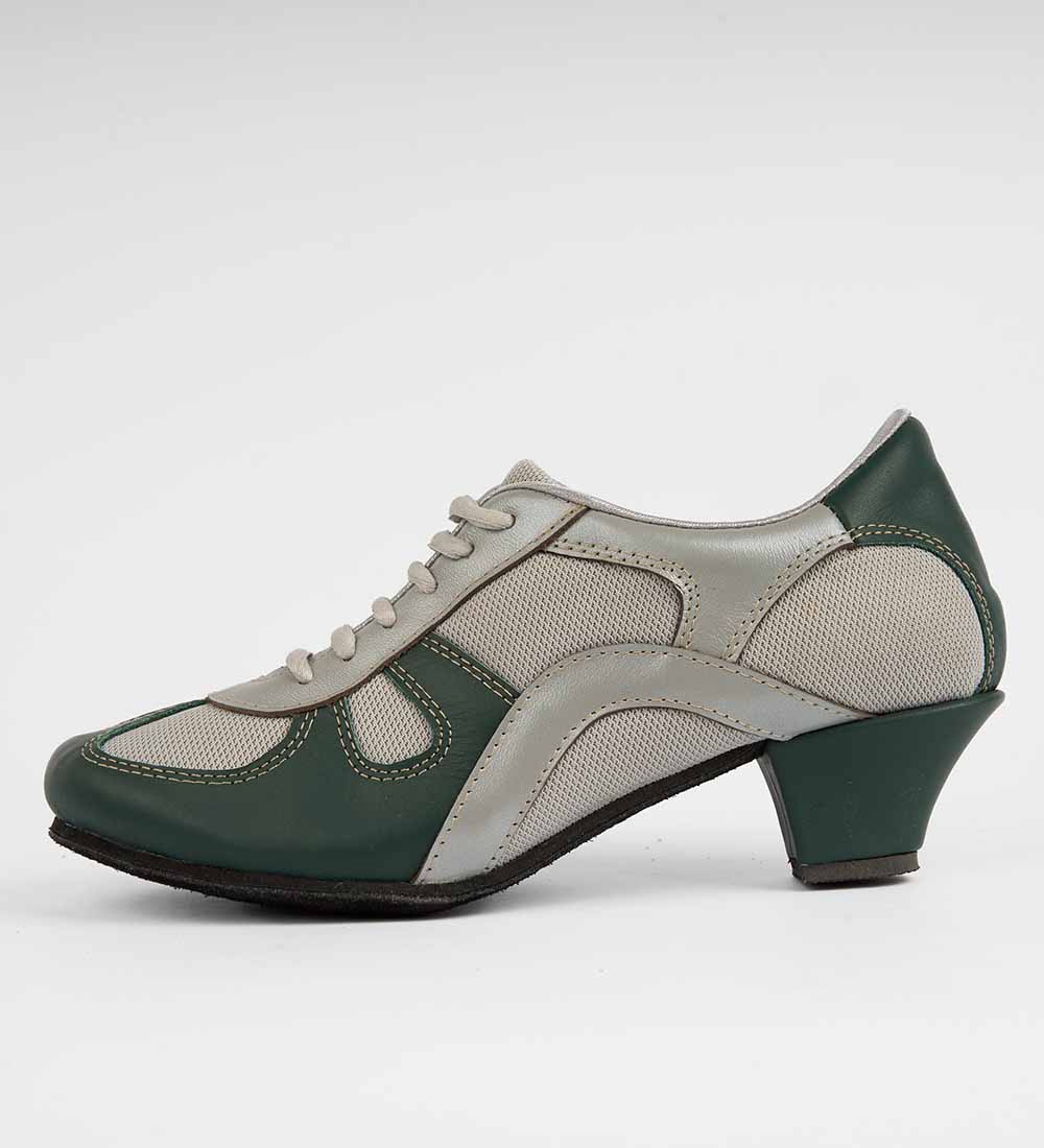 Green & Gray Leather Tango Trainers – Breathable Mesh – Rocio 8524 - DNI Tango Store