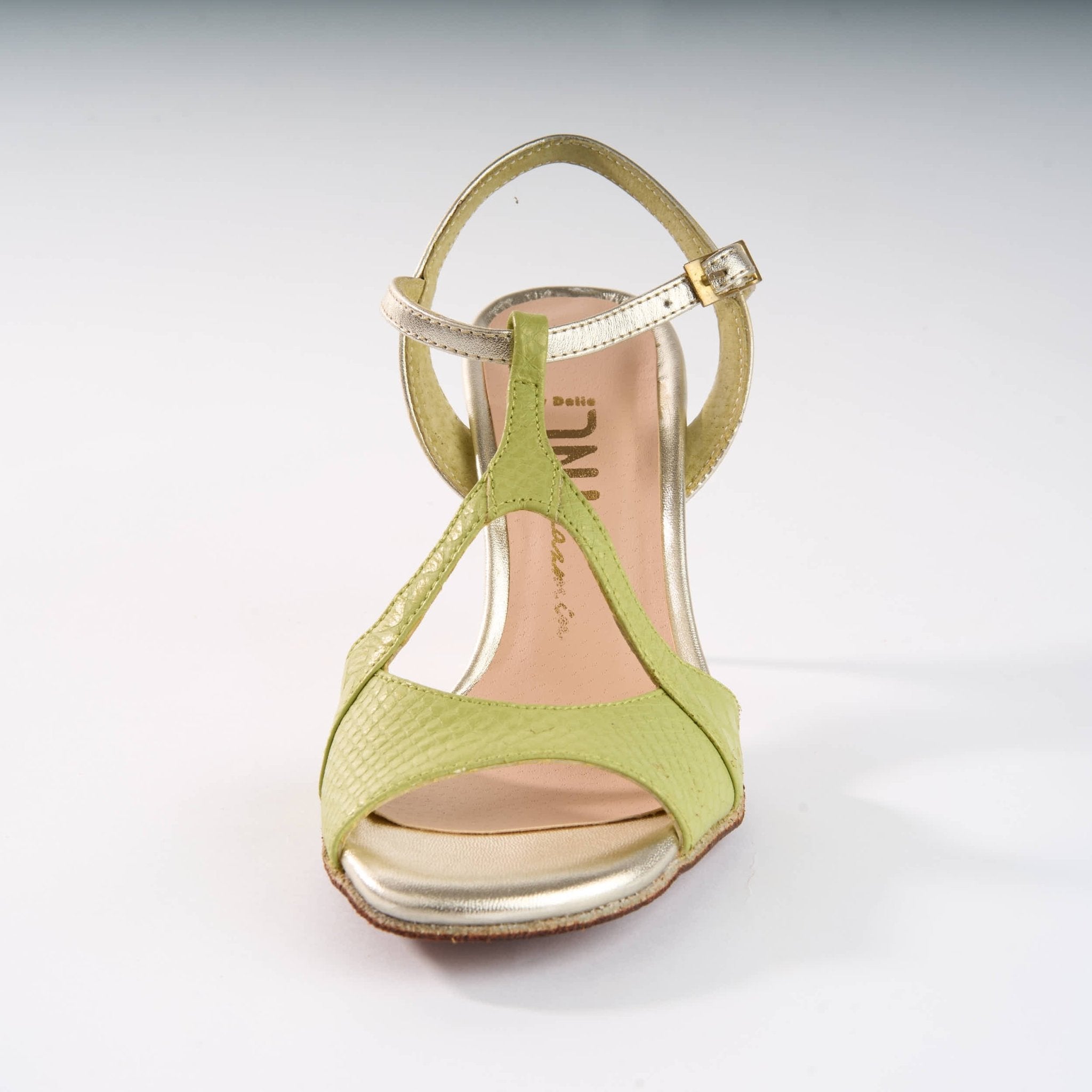 Light Green and Gold Leather - Handmade Tango Shoes - Jazmin 5003 - DNI Tango Store