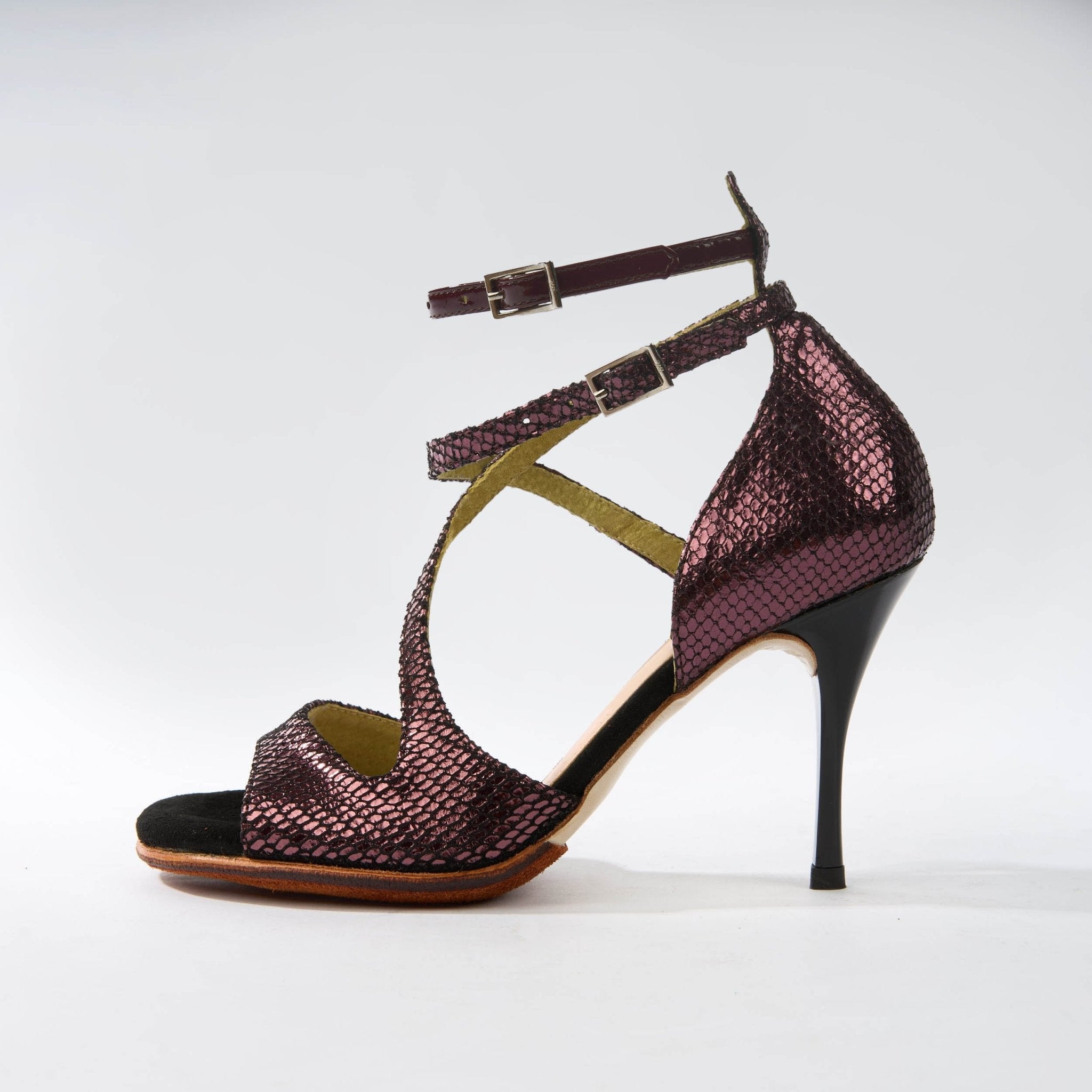 Luxurious Grape Shimmering Black - Handmade Tango Shoes - Mireya 5601 - DNI Tango Store