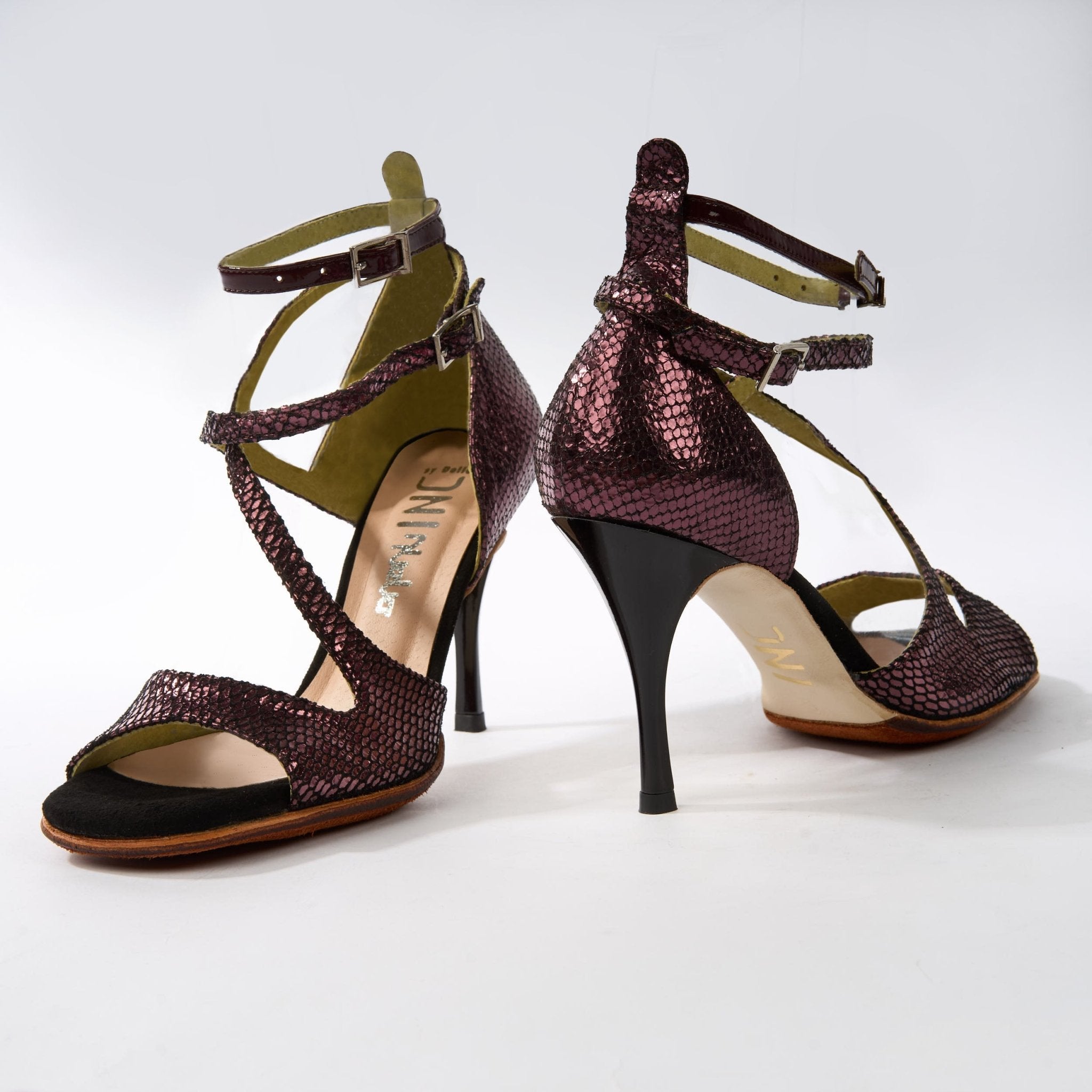 Luxurious Grape Shimmering Black - Handmade Tango Shoes - Mireya 5601 - DNI Tango Store