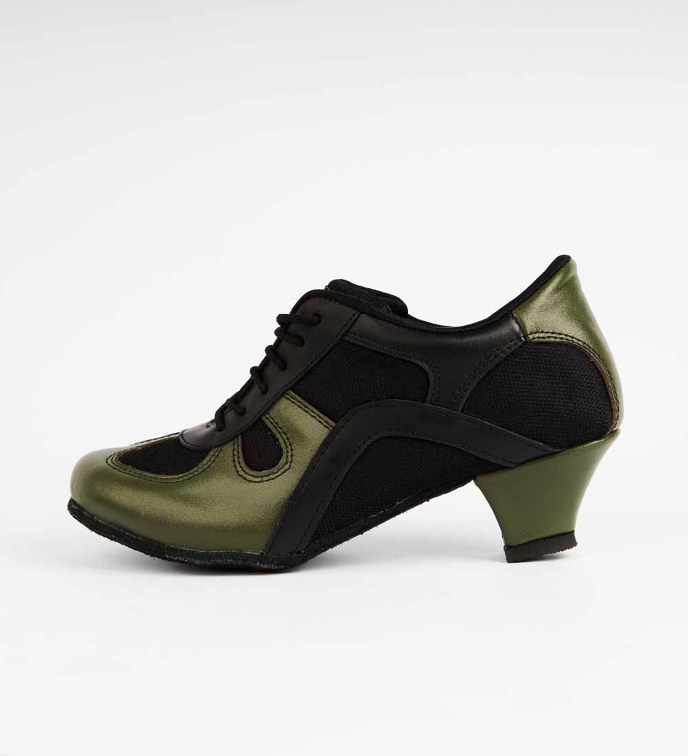 Olive Green & Black Leather - Tango Trainers – Rocio 8584 - DNI Tango Store