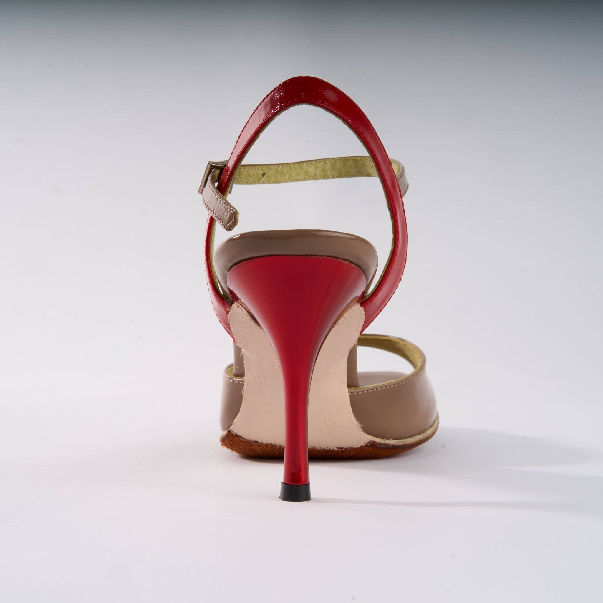 Patent Beige and Red Leather - Handmade Tango Shoes - Ema 4837 - DNI Tango Store