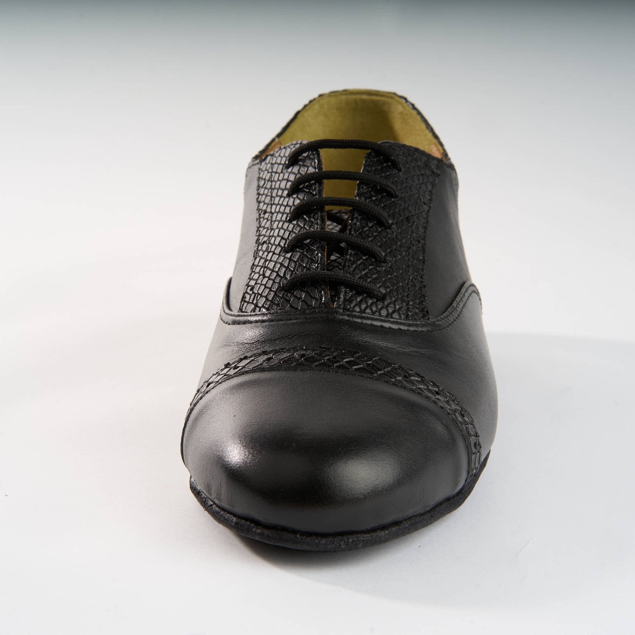 Premium Black and Snake Texture Leather - Handmade Tango Shoe - Clasico 1073 - DNI Tango Store