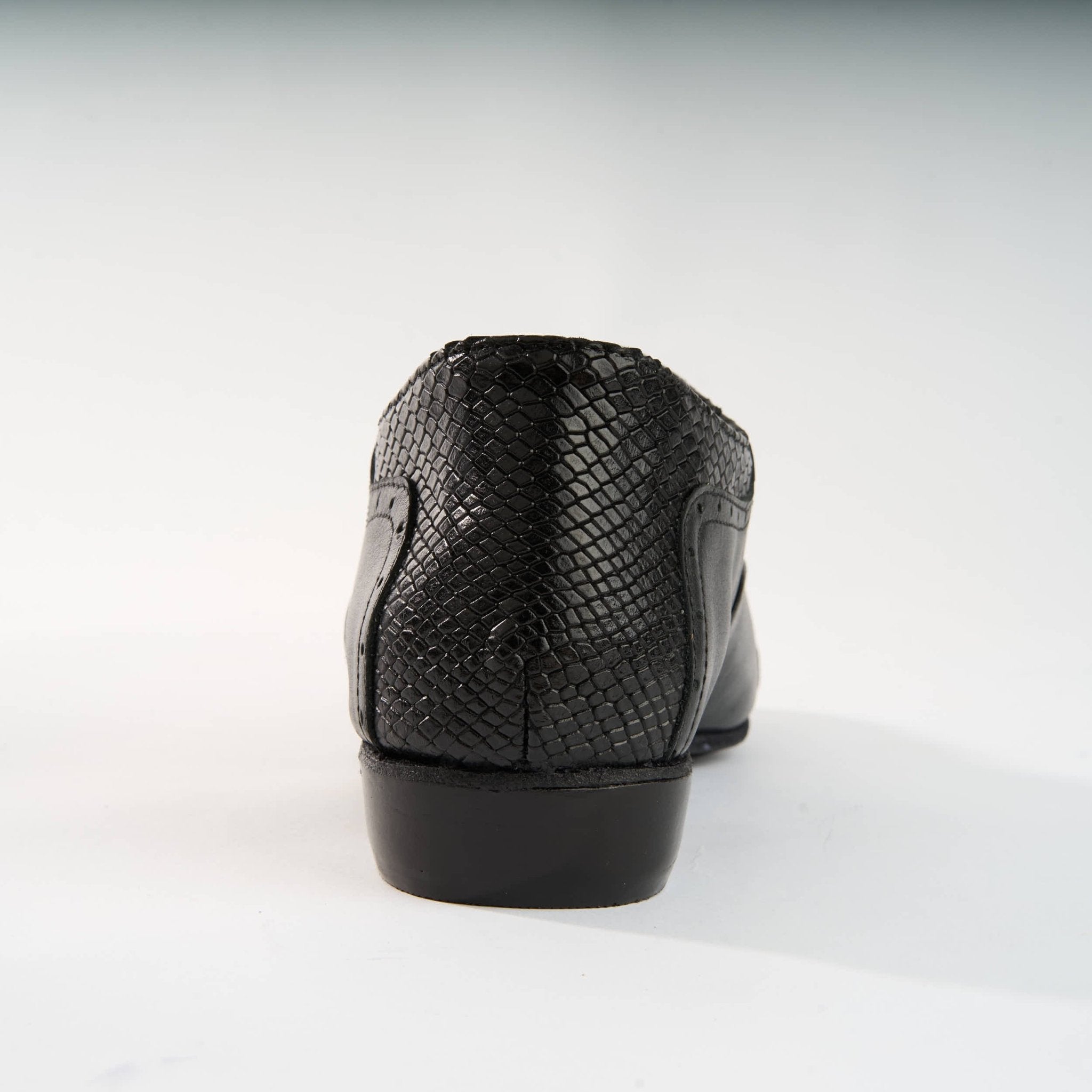 Premium Black and Snake Texture Leather - Handmade Tango Shoe - Clasico 1073 - DNI Tango Store