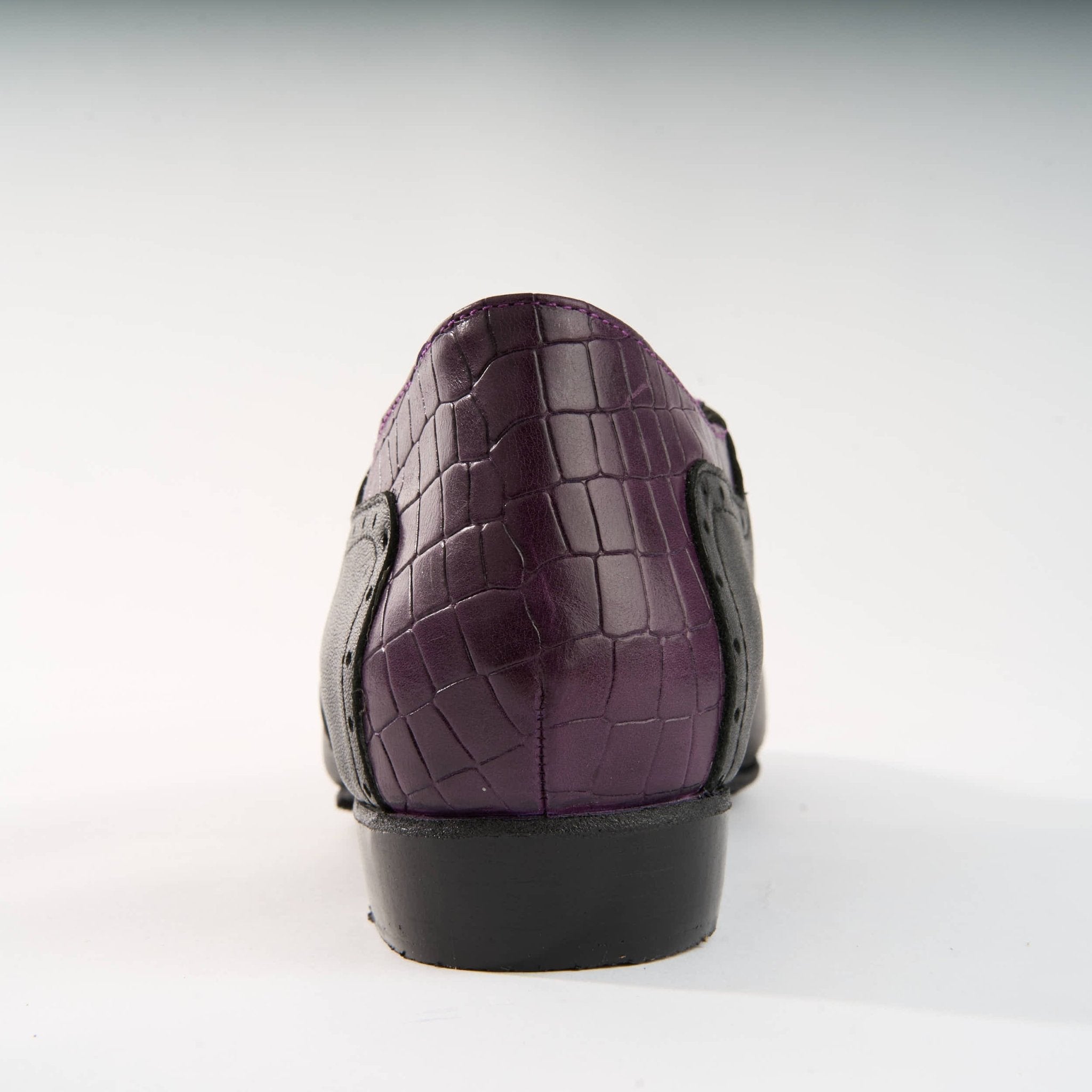 Purple Crocodile Texture and Black Leather - Handmade Tango Shoes - Clasico 1076 - DNI Tango Store