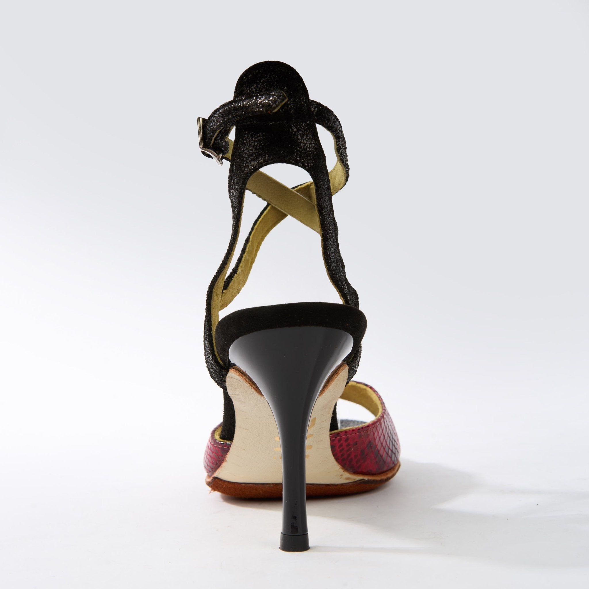 Red Animal Print and Black Suede - Handmade Tango Shoes - Ema 4843 - DNI Tango Store