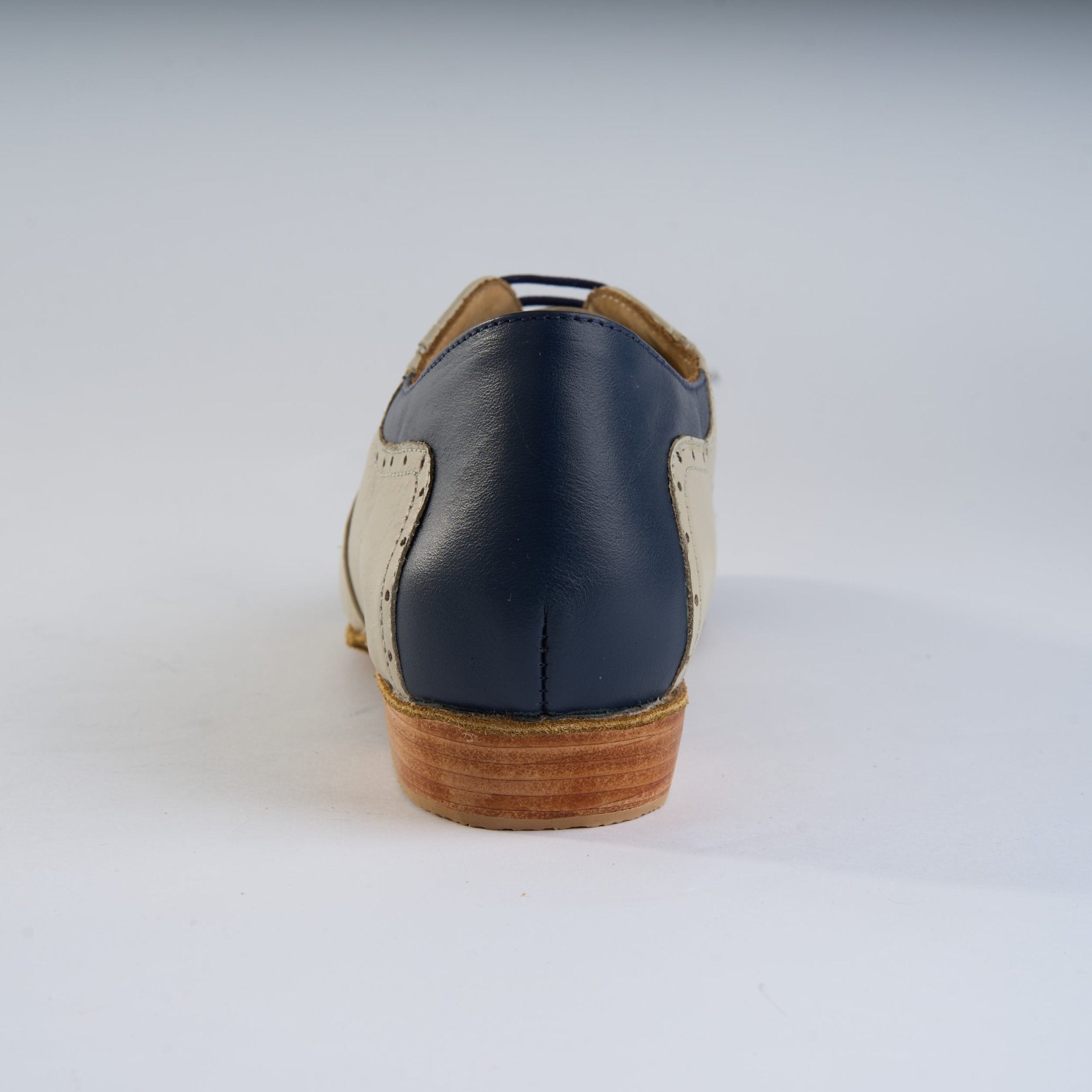 Rich Cream and Navy Blue Leather - Handmade Tango Shoes - Clasico 1078 - DNI Tango Store